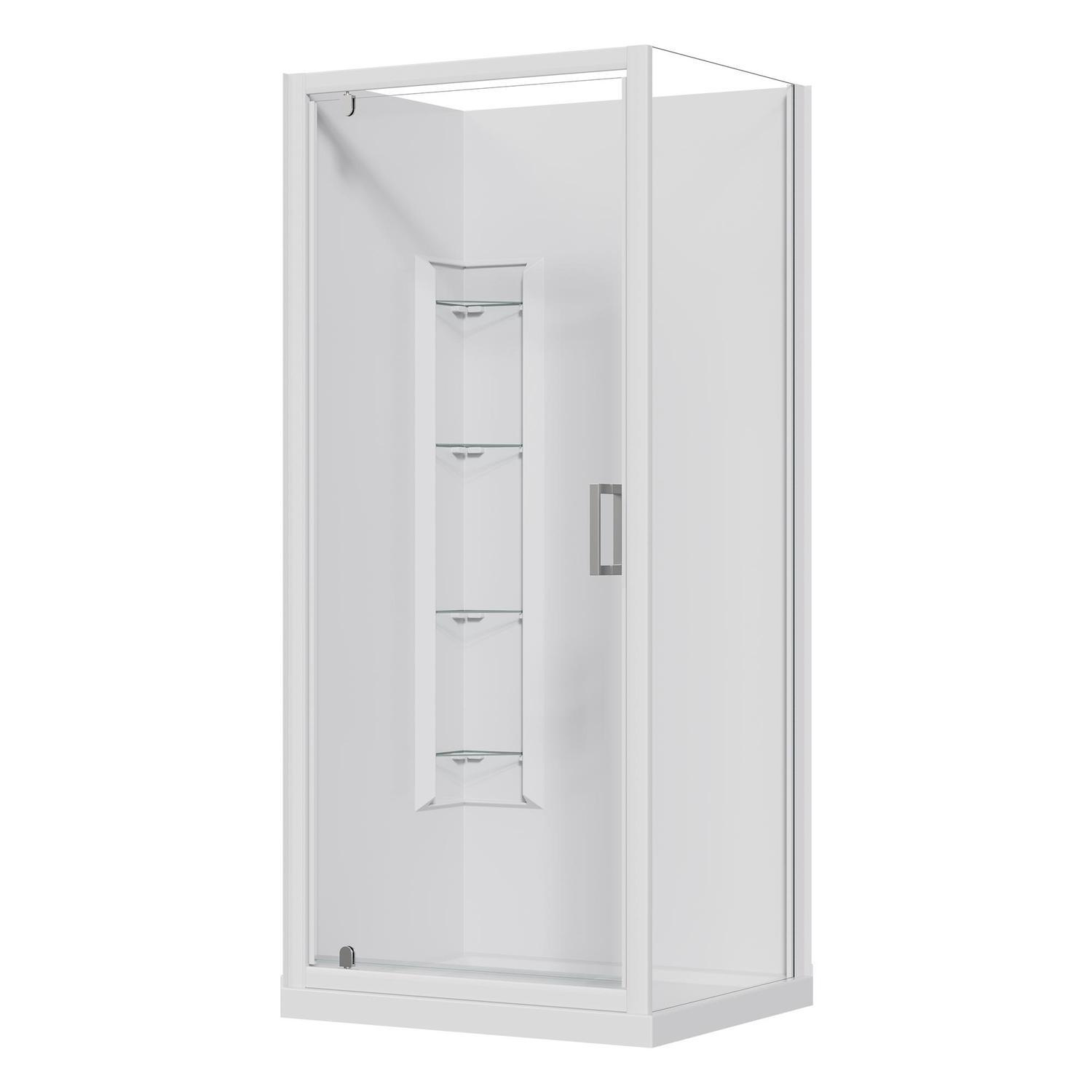 2 Sided Corner Mould Acrylic Shower LH 900 x 750 x 1965mm White