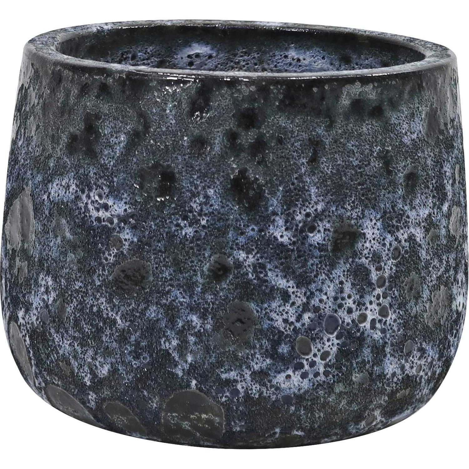 Glazed Egg Moon Pot Black Medium