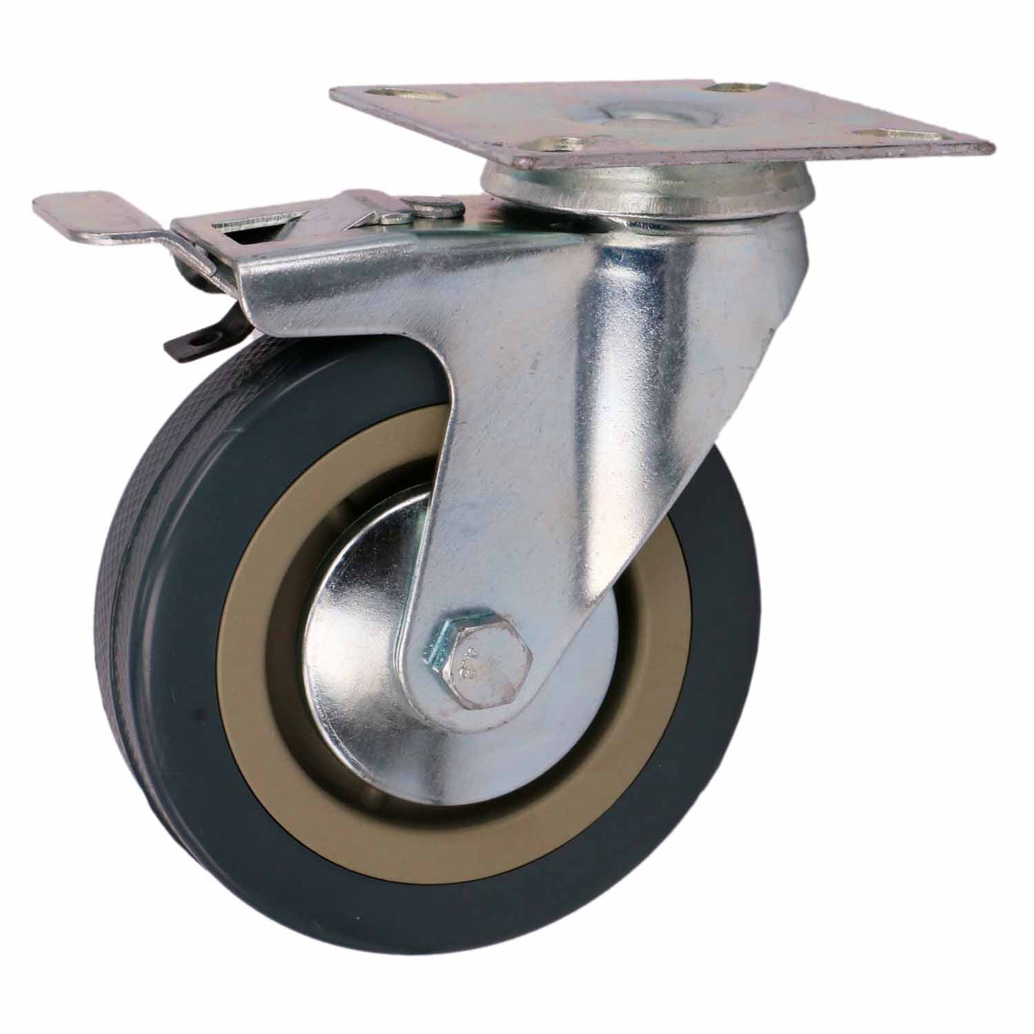 Rubber Swivel Castor With Brake