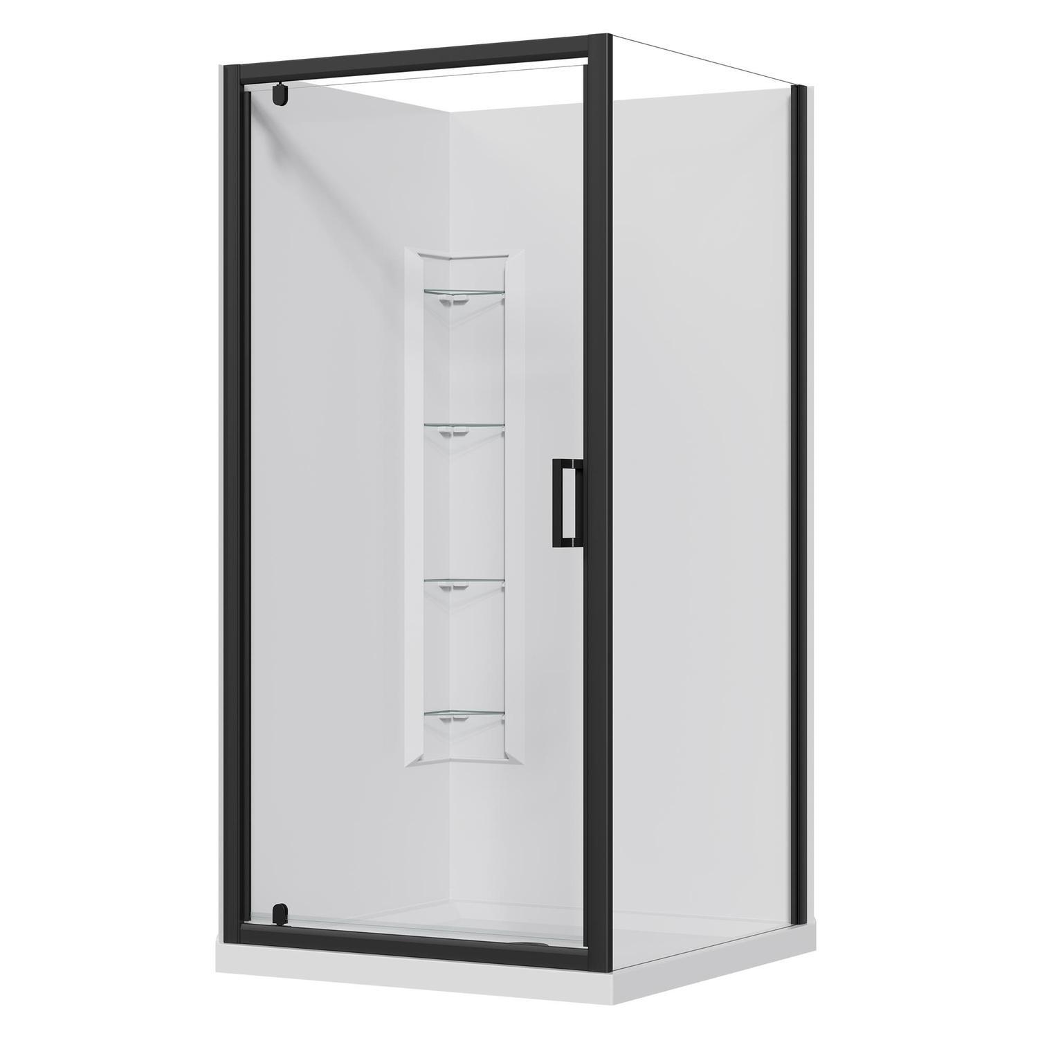 2 Sided Corner Mould Acrylic Shower 1000 x 1000 x 2015mm Black