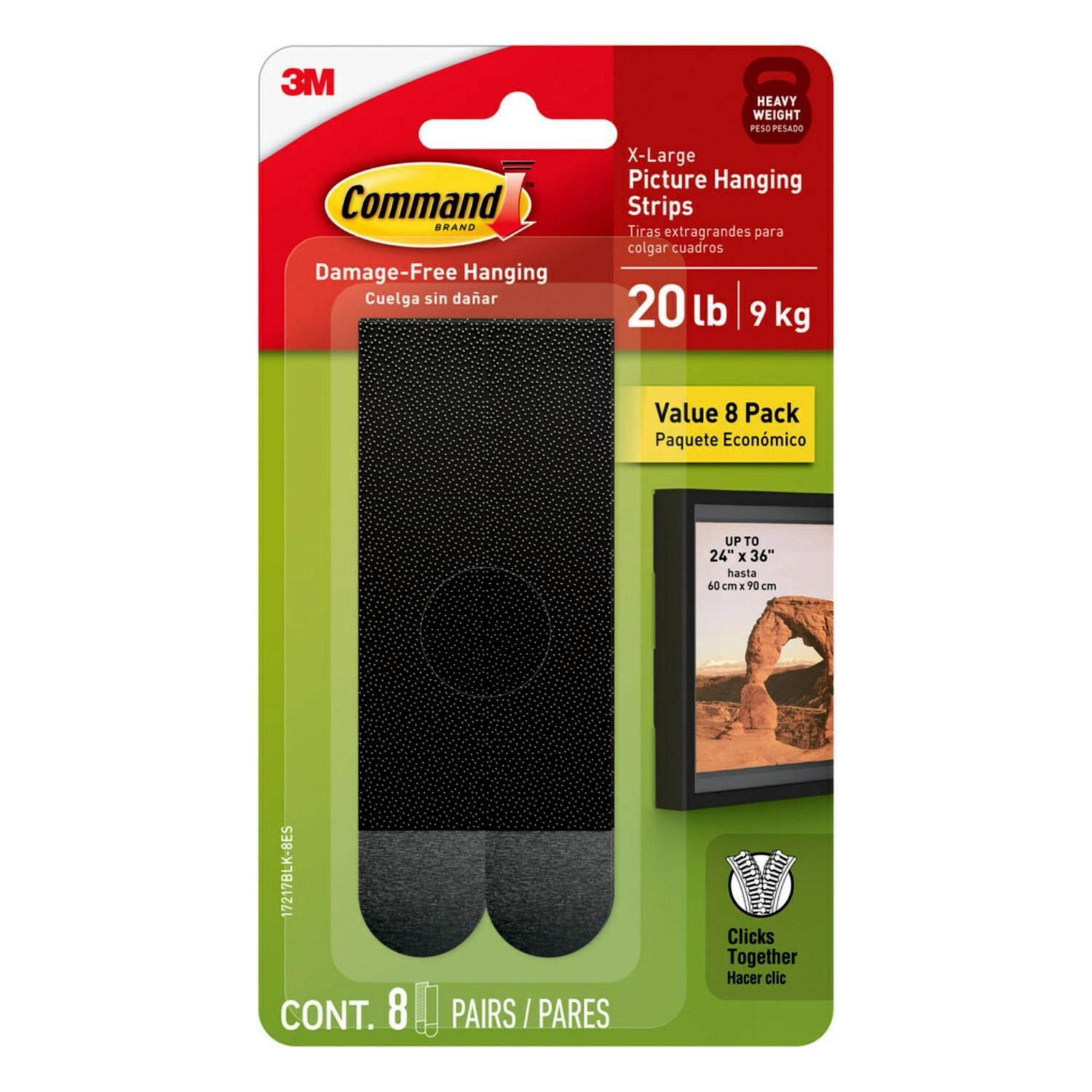 Picture Hanging Strip  Pack 8 Black