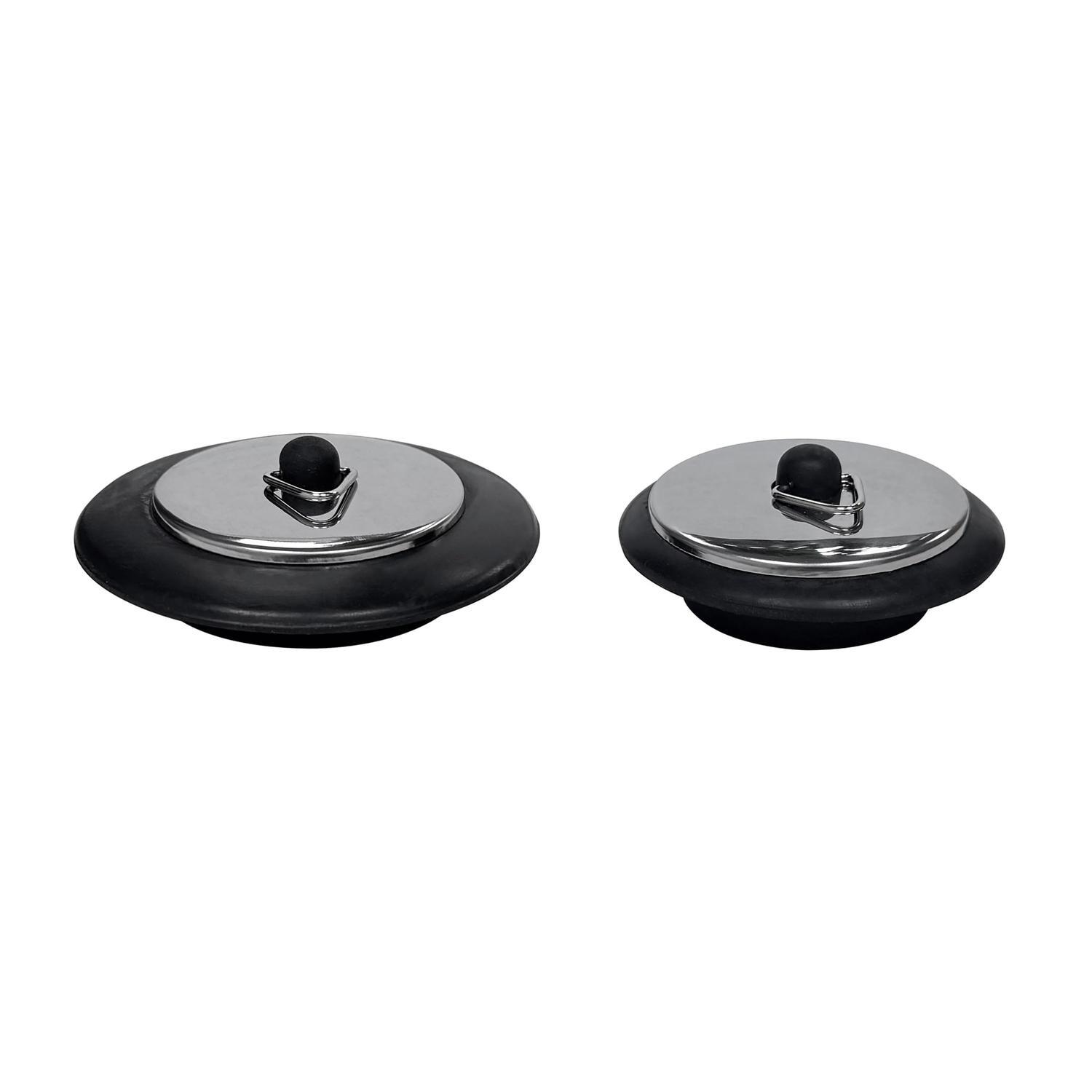 Sink Plug 2 Pack 73mm + 57mm Black