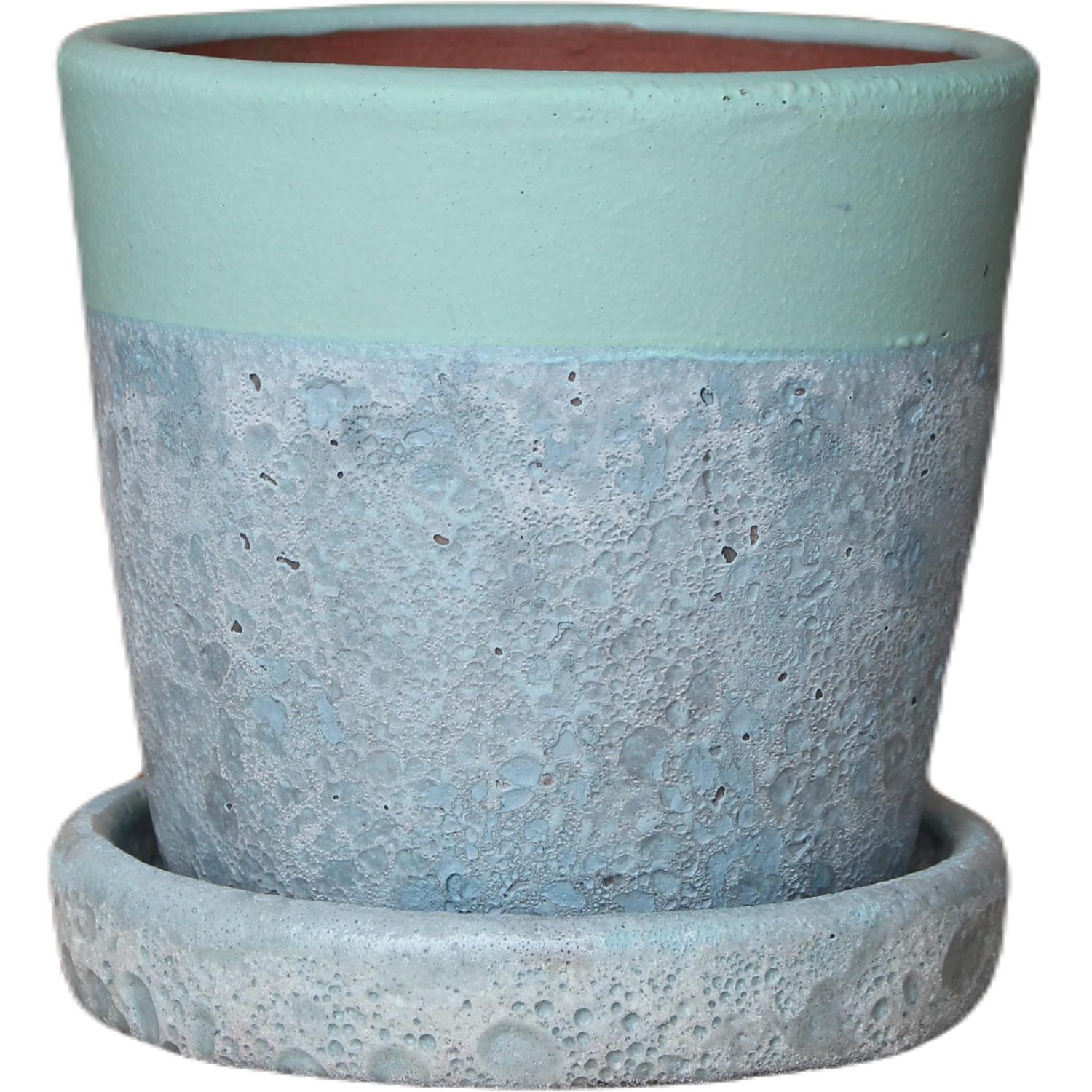 Abyss Indoor Pot and Saucer 13cm Teal