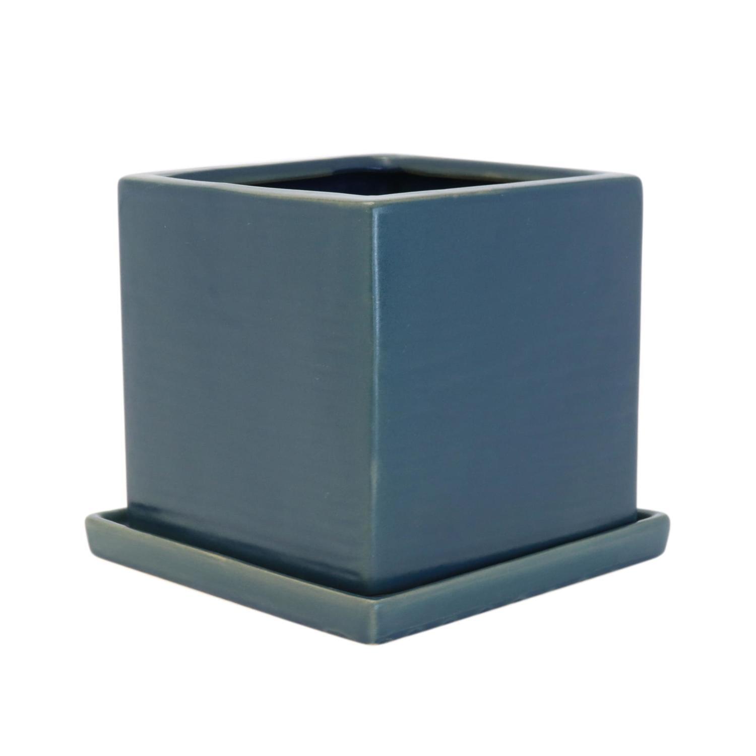 Glazed cube and saucer