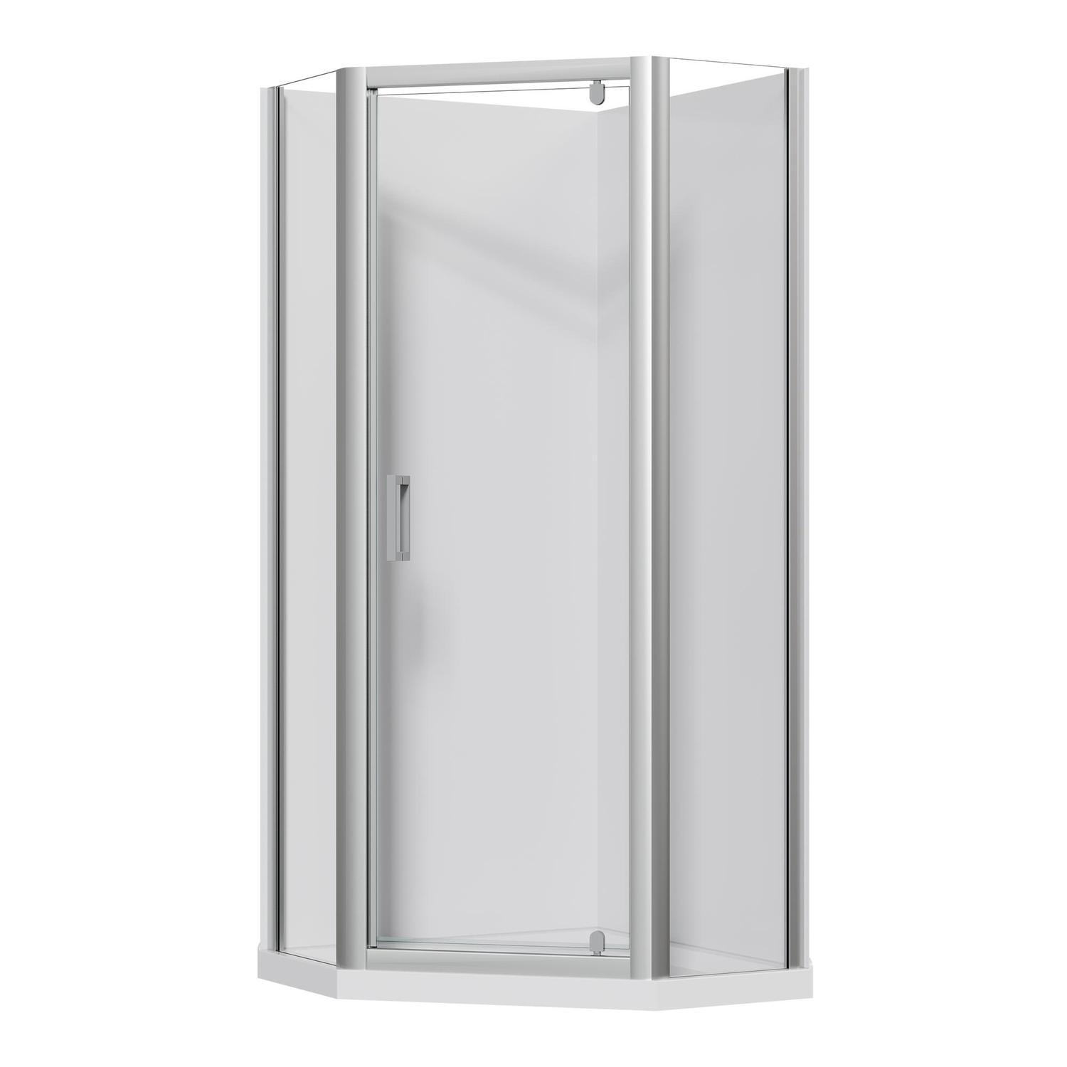 Corner Angle Flat Wall Acrylic Shower 900 x 900 x 2015mm Chrome