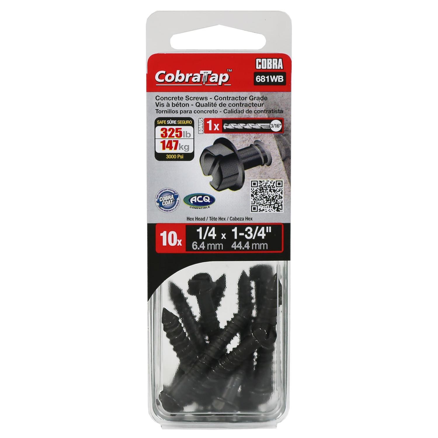 Concrete Screw 4.8X57.2mm FH 25 Pack Black