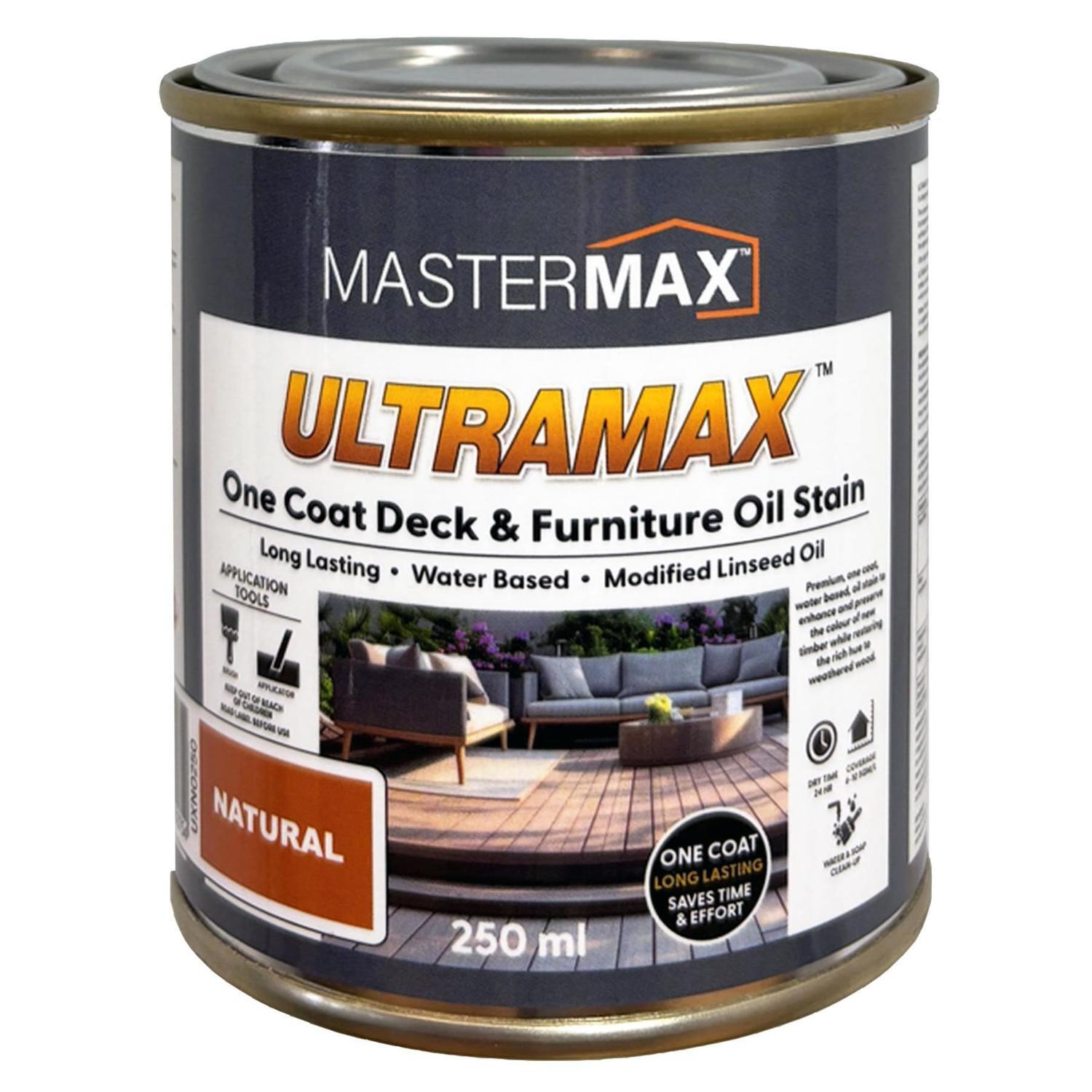 Ultramax One Coat Water Based Deck & Furniture Oil Stain 250 ml Natural