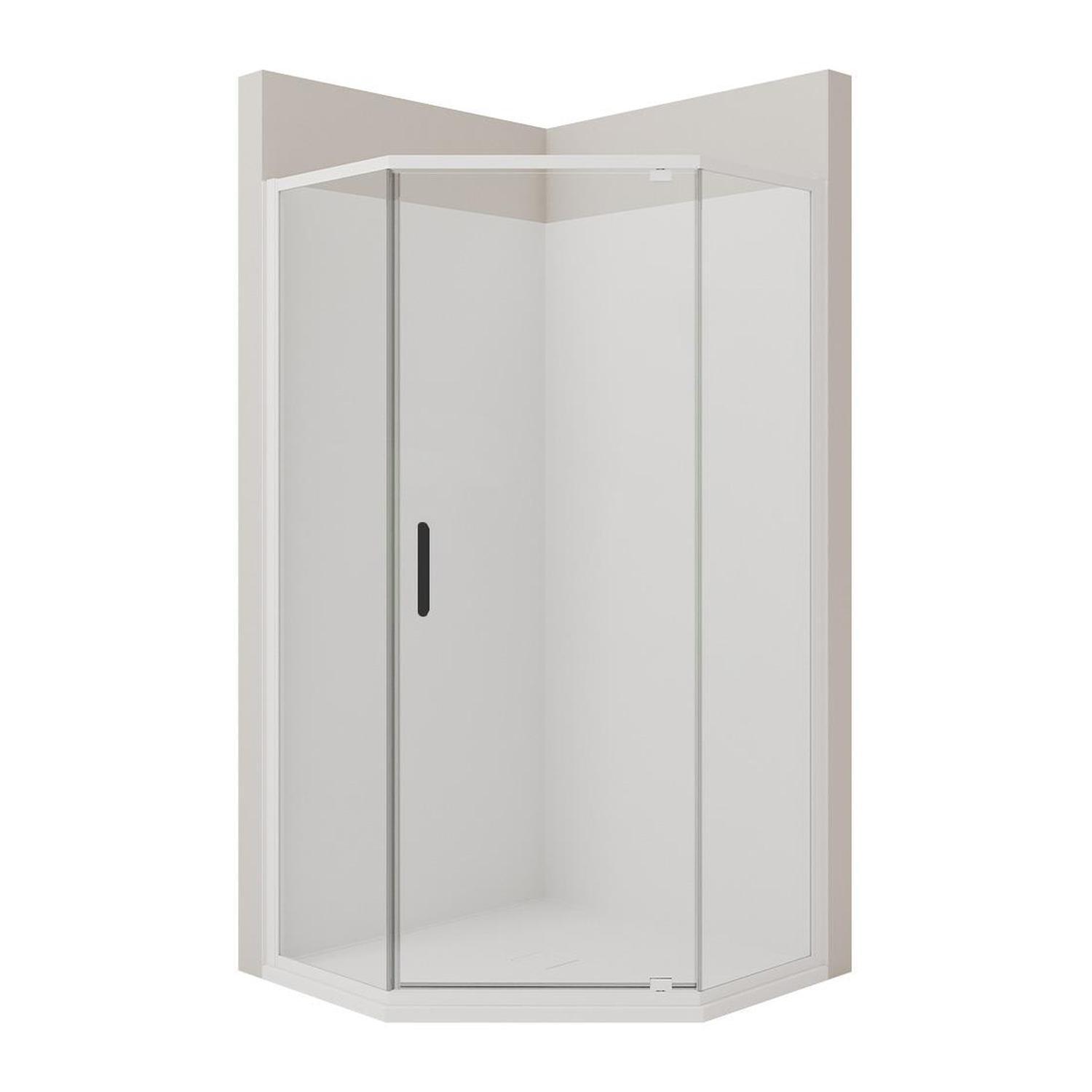 Corner Angle Flat Wall Shower 900 x 900mm Matte Black