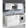 LH Laundry Station with 2 Dawer and 2 Door Cupboard 1945mm White and Slate Grey