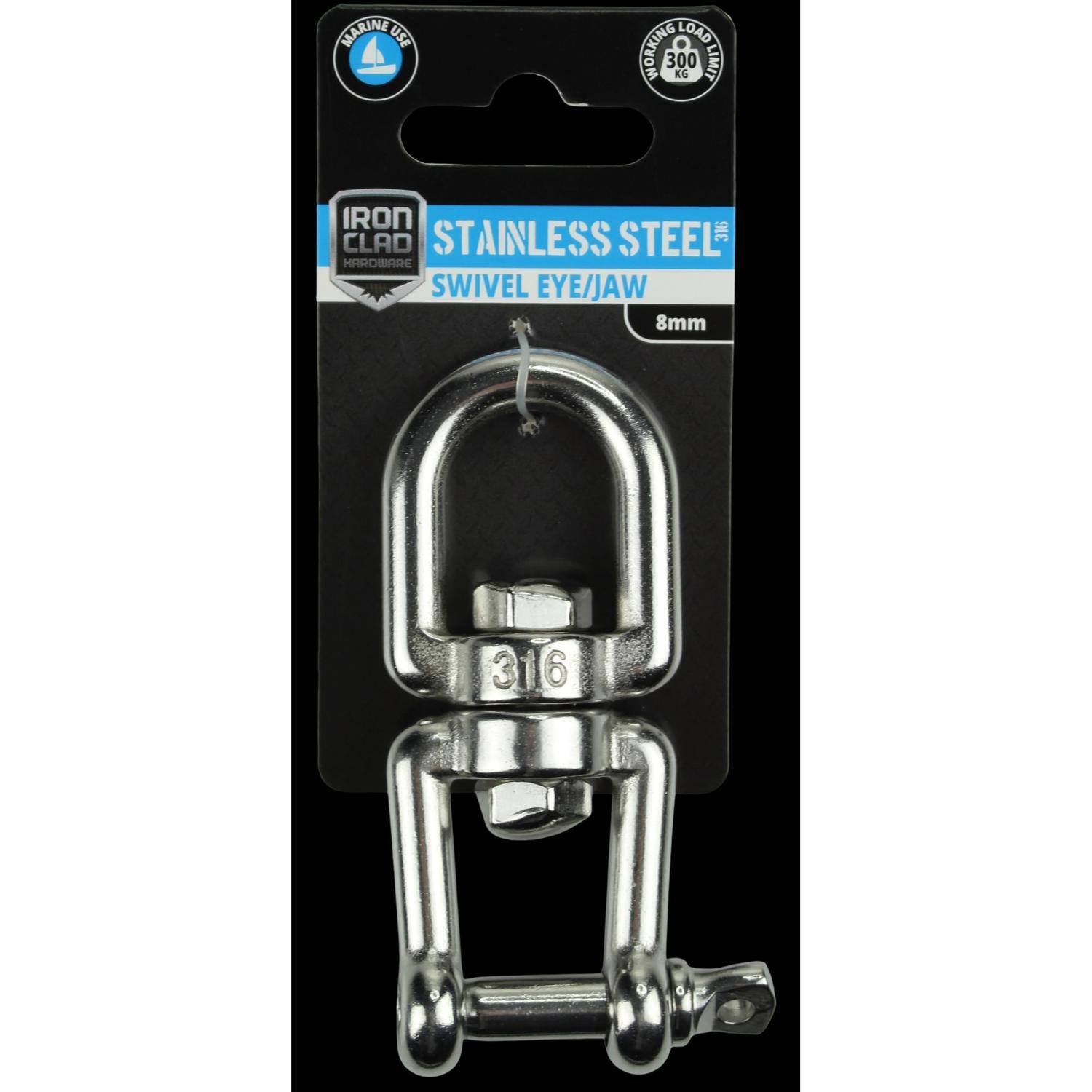 Swivel Eye/Jaw 8mm Stainless Steel 316