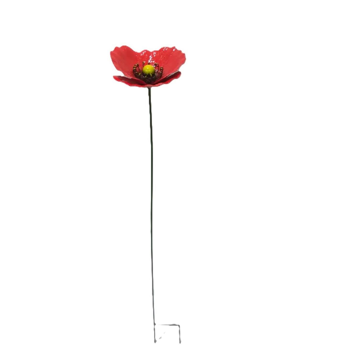 Metal Poppy on Stake