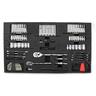Chest And Roller Cabinet With Bonus 125 Pece Tool Set Black and Red Chest - H:350mm, W:600mm, D:255mm Cabinet - H:740mm, W:685mm, D:330mm