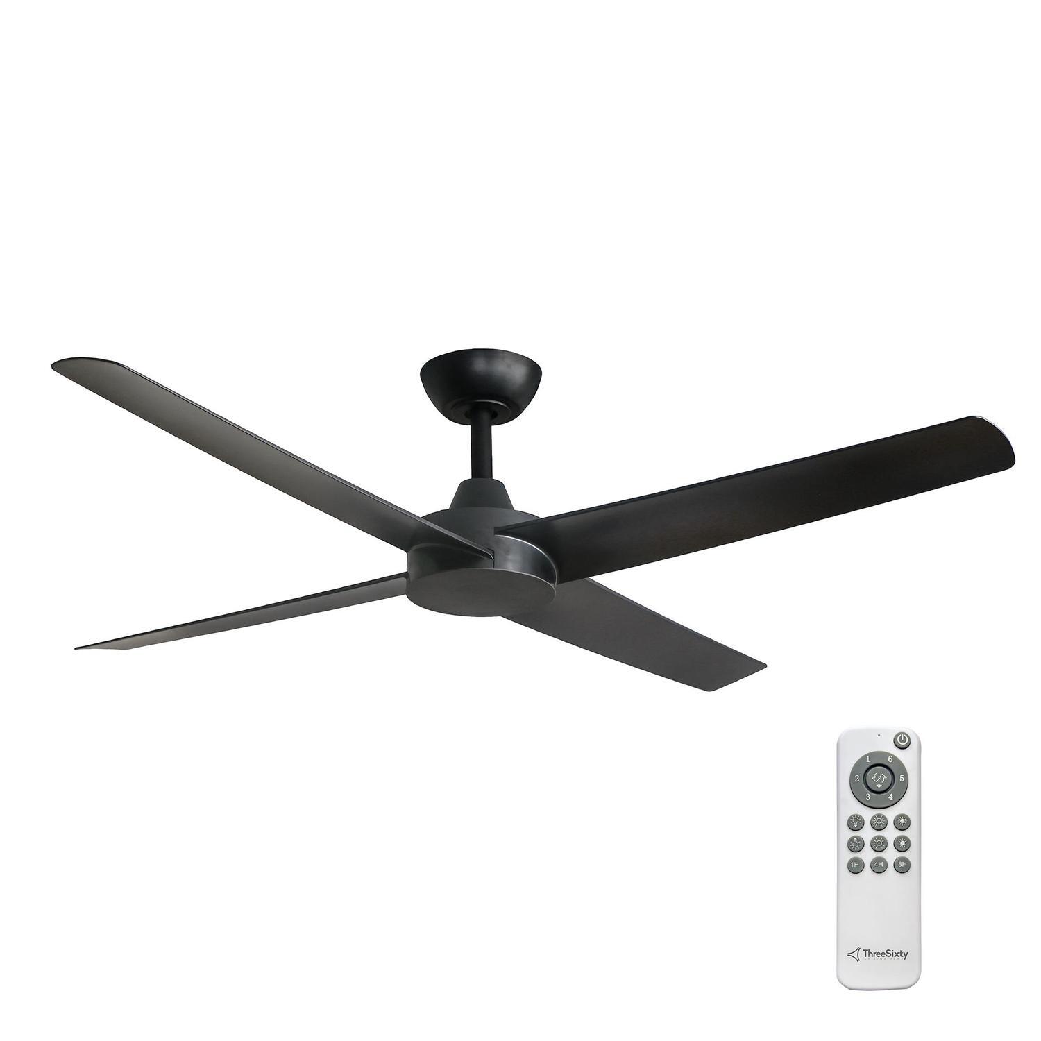 142cm Black 4 Blade Ceiling Fan with 8W LED