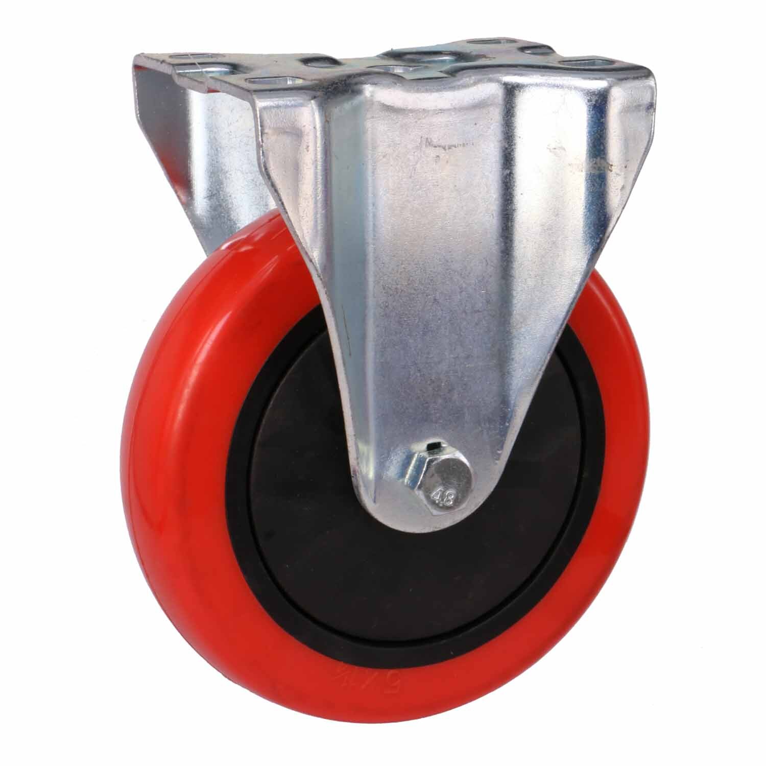 Red Urethane Fixed Castor