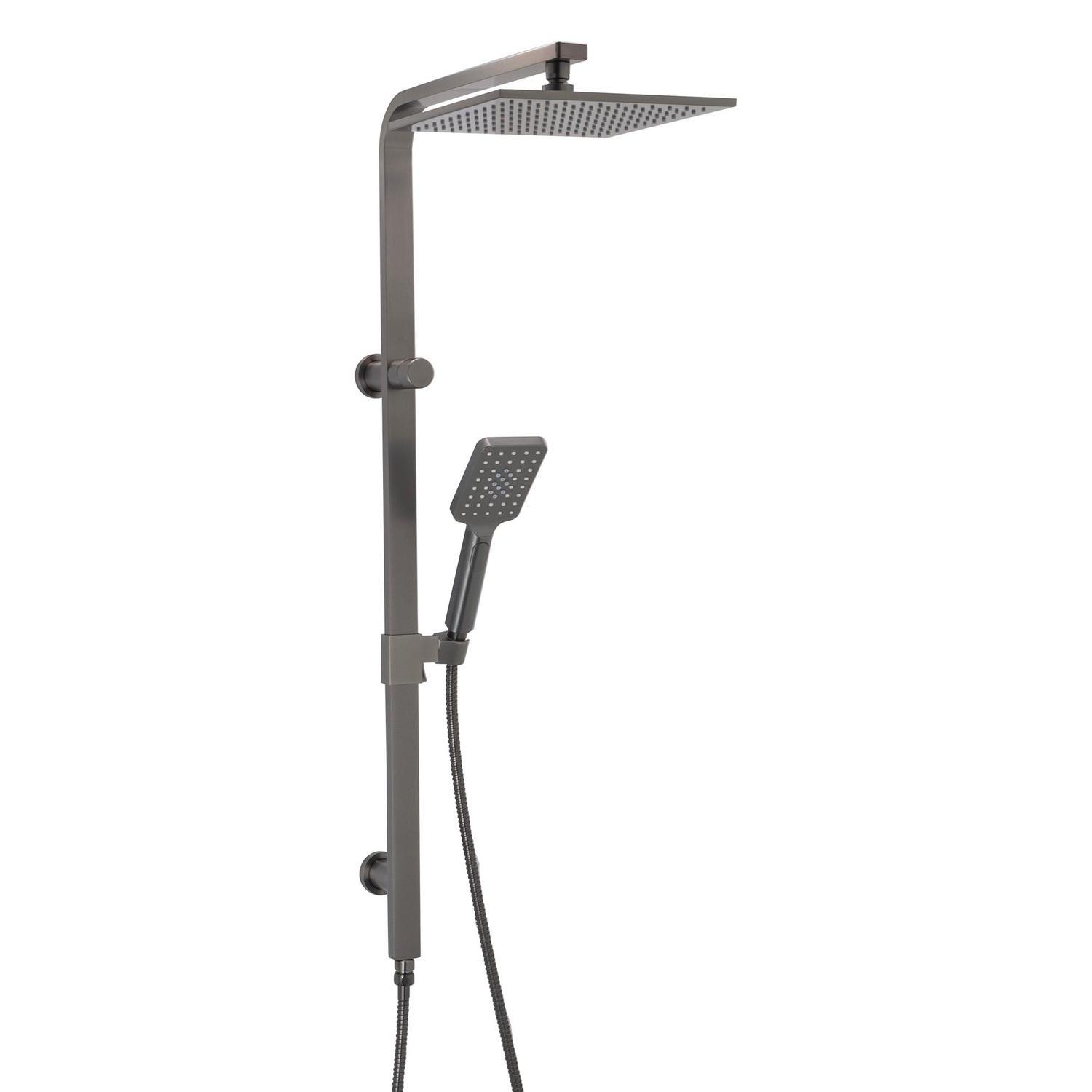 Twin Square Shower Rail  Gun Metal