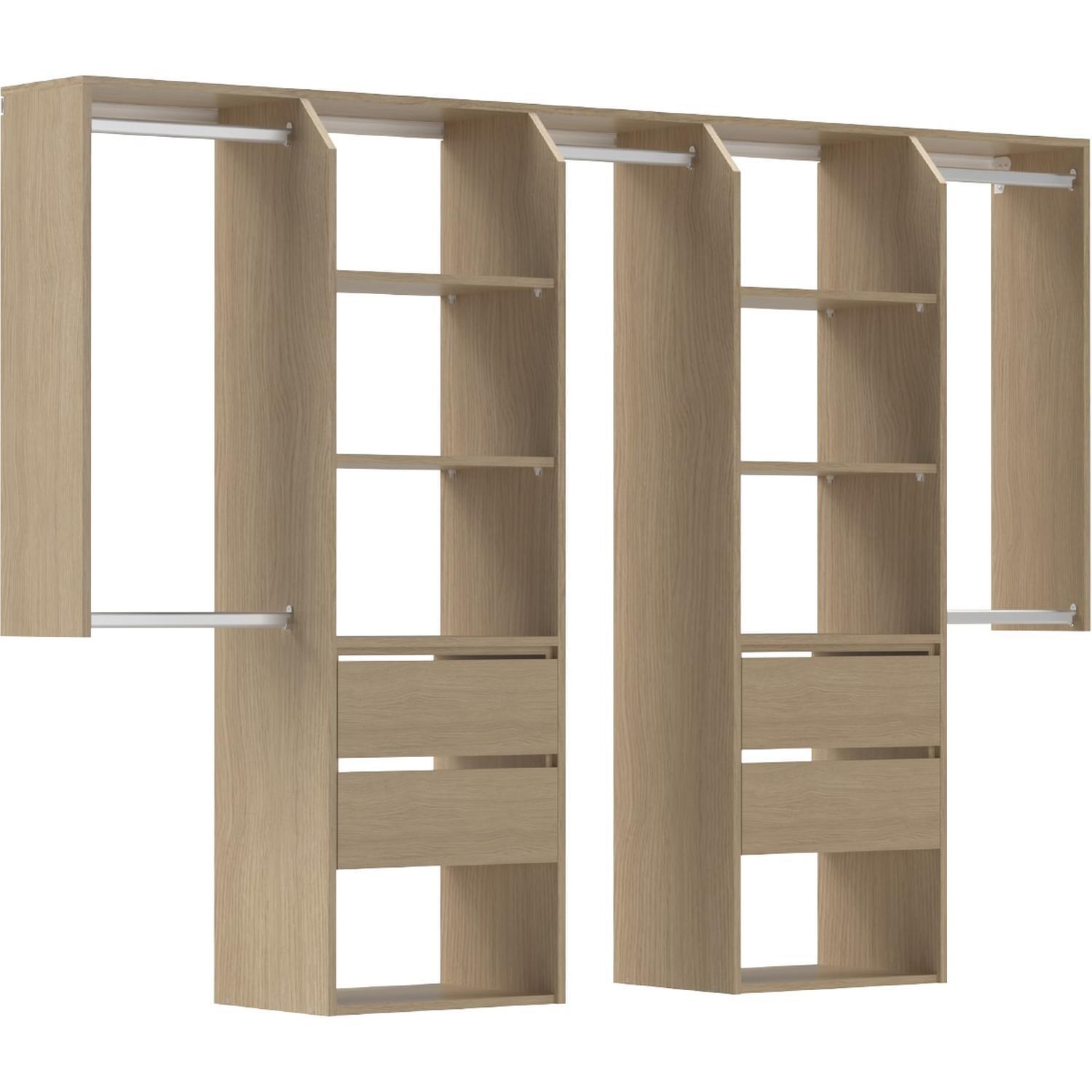 Customisable Wardrobe with Drawers (Large) 1800- 2400 mm Perfect Oak