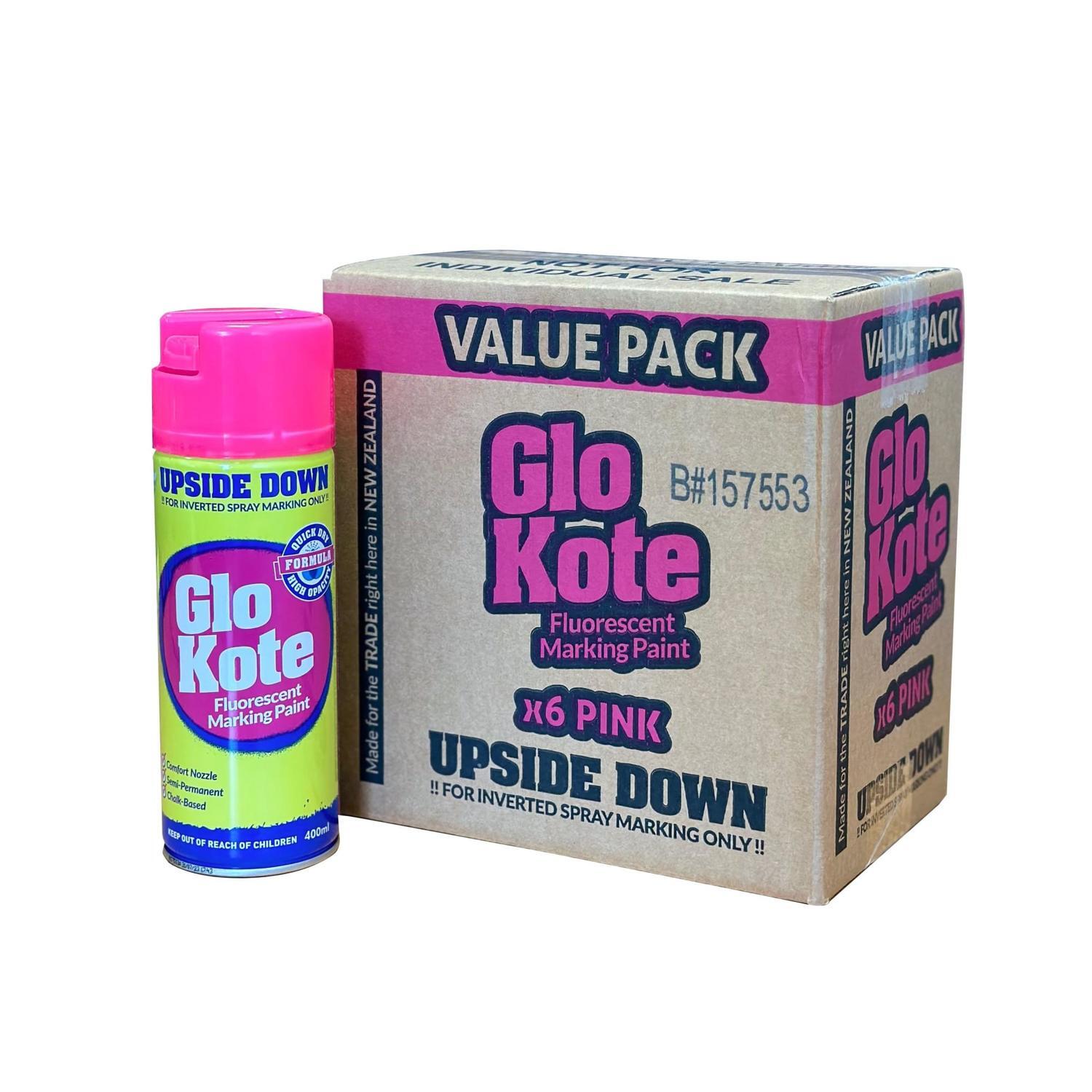 Upside Down Fluorescent Marking Spray Paint Value Pack  400 ml x 6 Pink