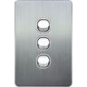 Triple Vertical Light Switch Brushed Aluminium 121 x 80 x 28mm Silver Grey