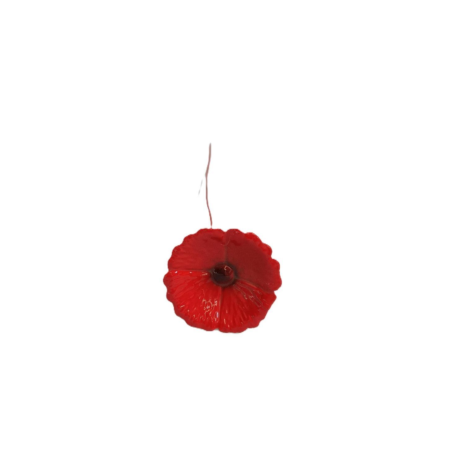 Metal Poppy Flower on Stake