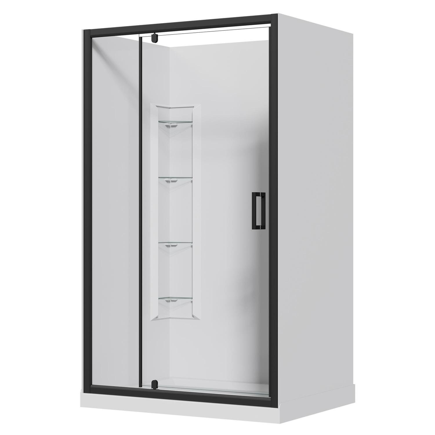 Alcove Corner Mould Acrylic Shower 1200 x 900 x 2015mm Black