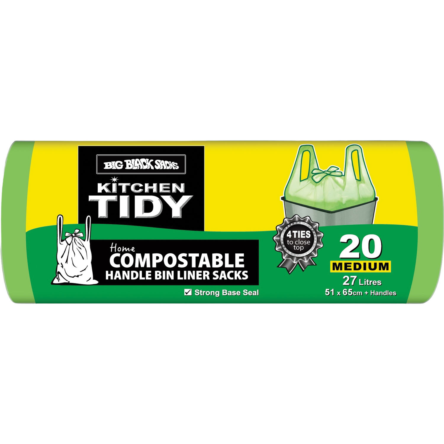 Compostable Tie-Top Rubbish Bags 30 Pack Medium 27 Litre