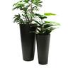 Tall Round Terrazzo Vase Pot L Black