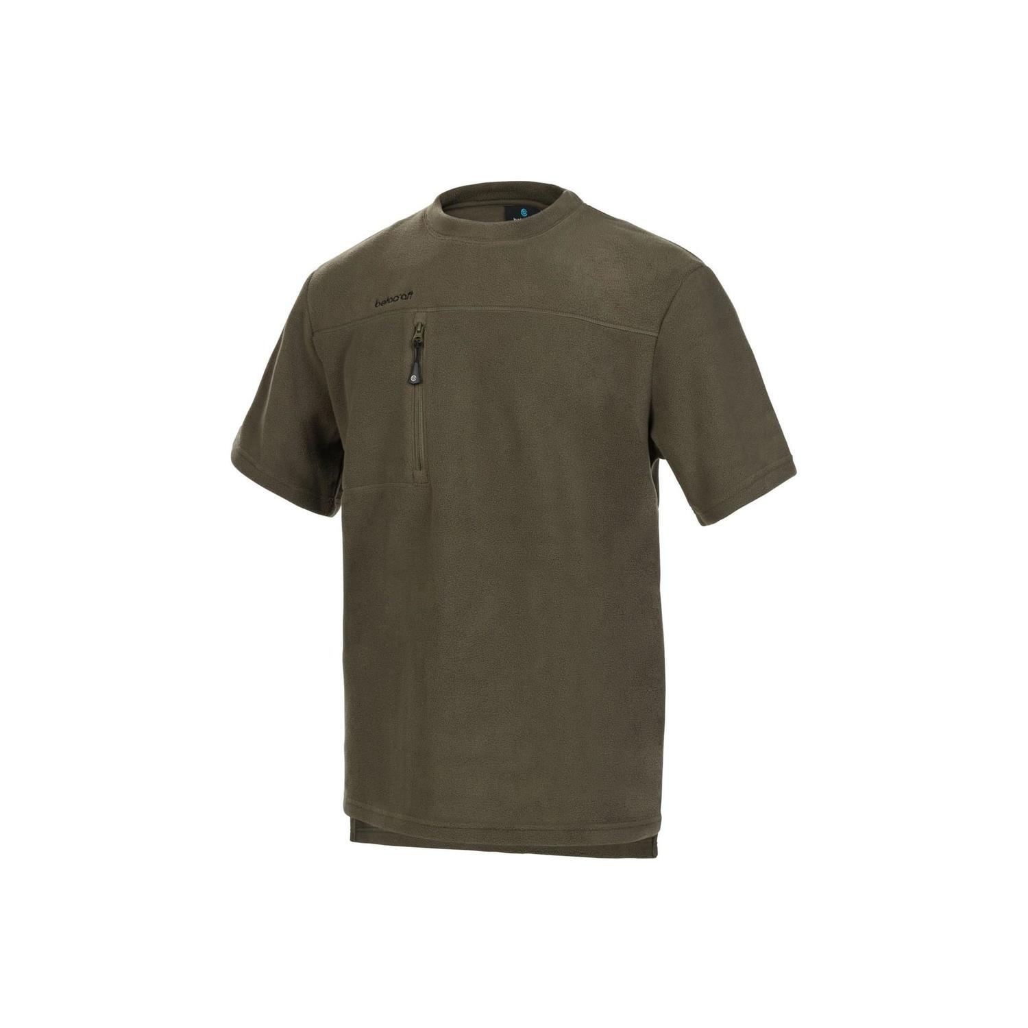Short Sleeve Fleece Top S Khaki