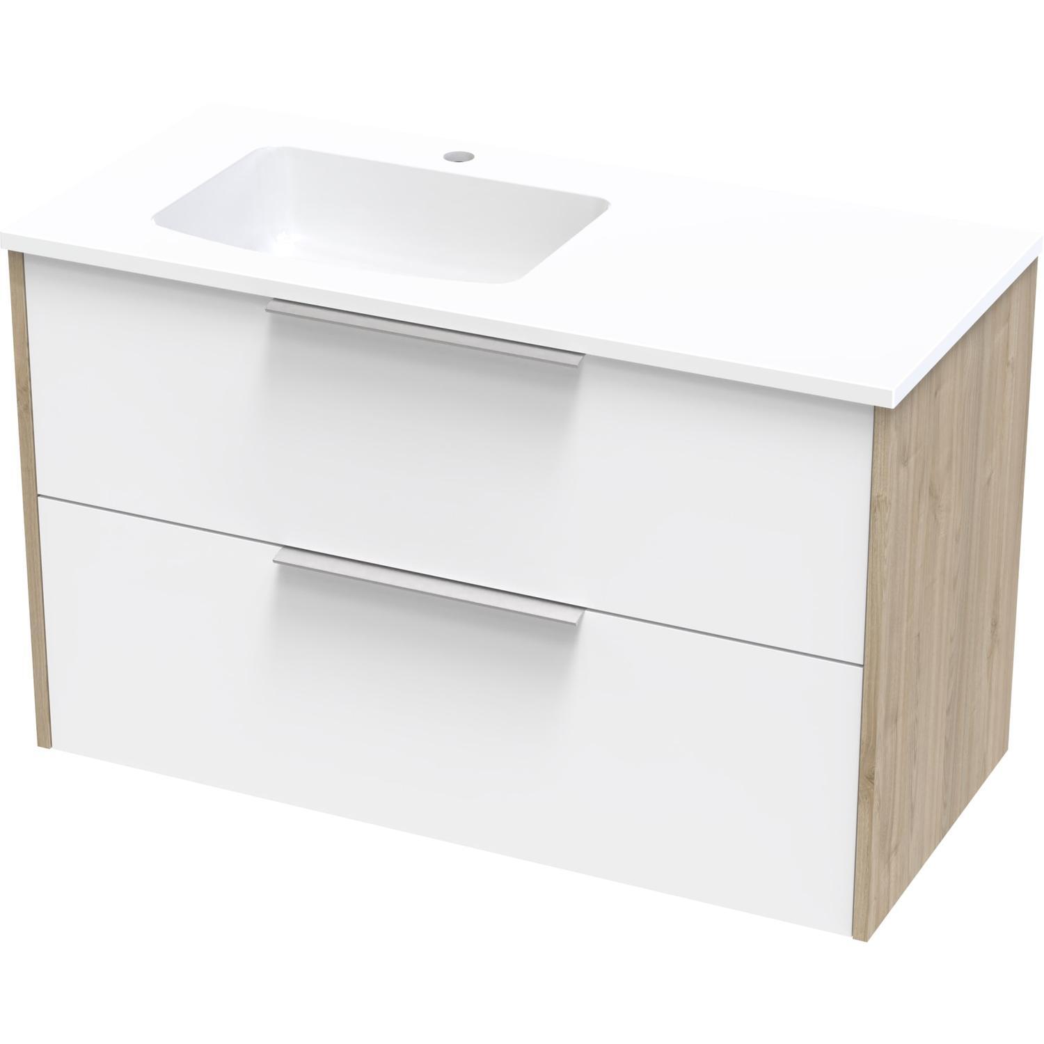 Nikau Grove 1000 Left Hand Bowl Double Drawer Wall Ultra Gloss White/Colour