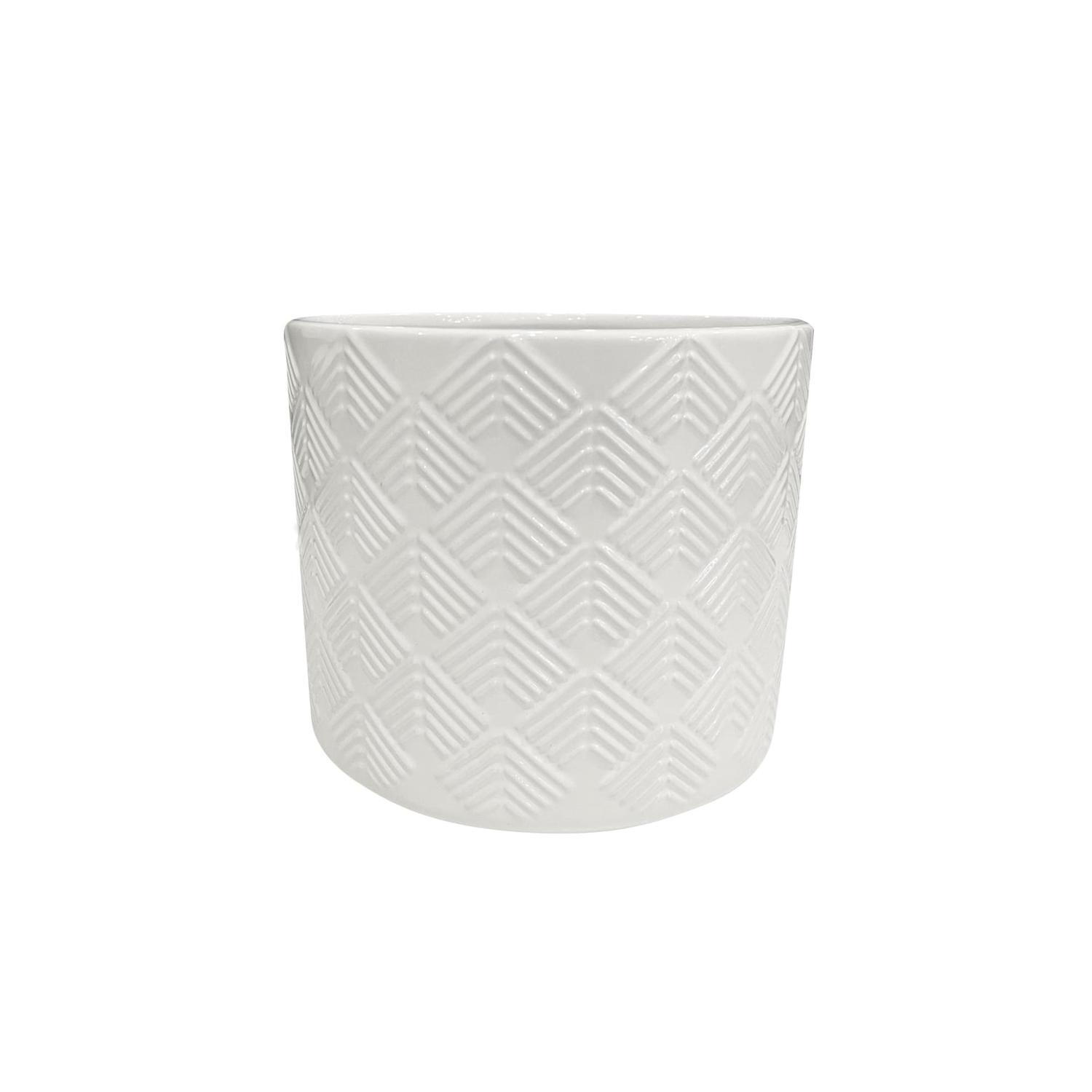 Arrow Ceramic Pot 14cm White