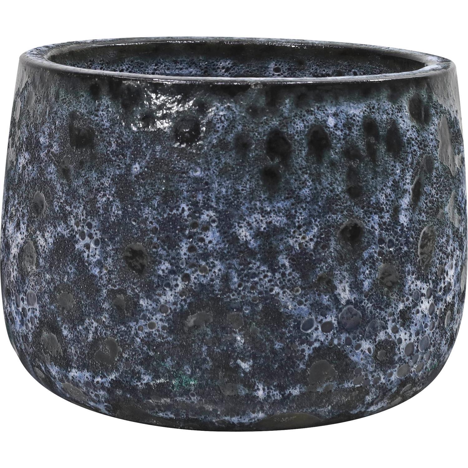 Glazed Egg Moon Pot Black Large