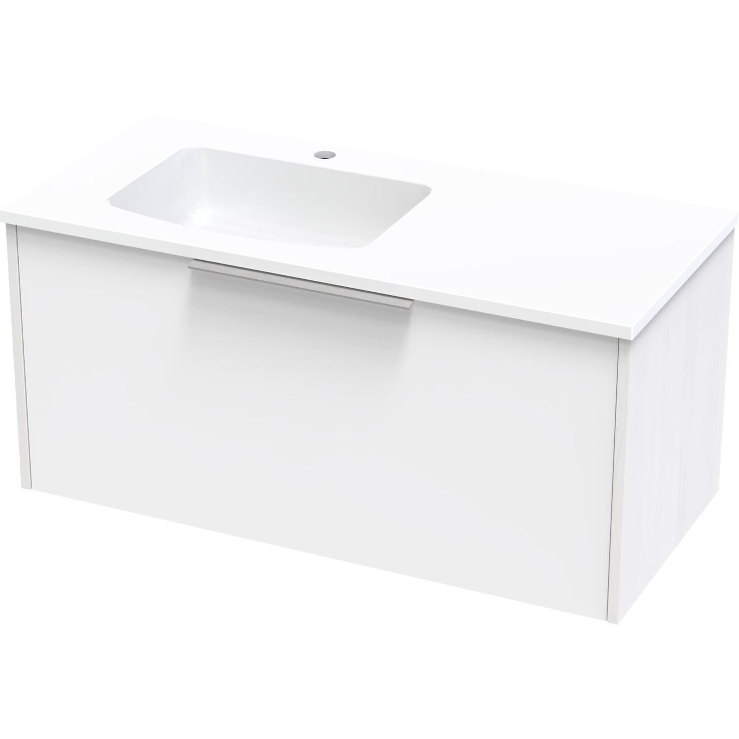 Nikau Grove 1000 Left Hand Bowl Single Drawer Ultra Gloss White/Colour
