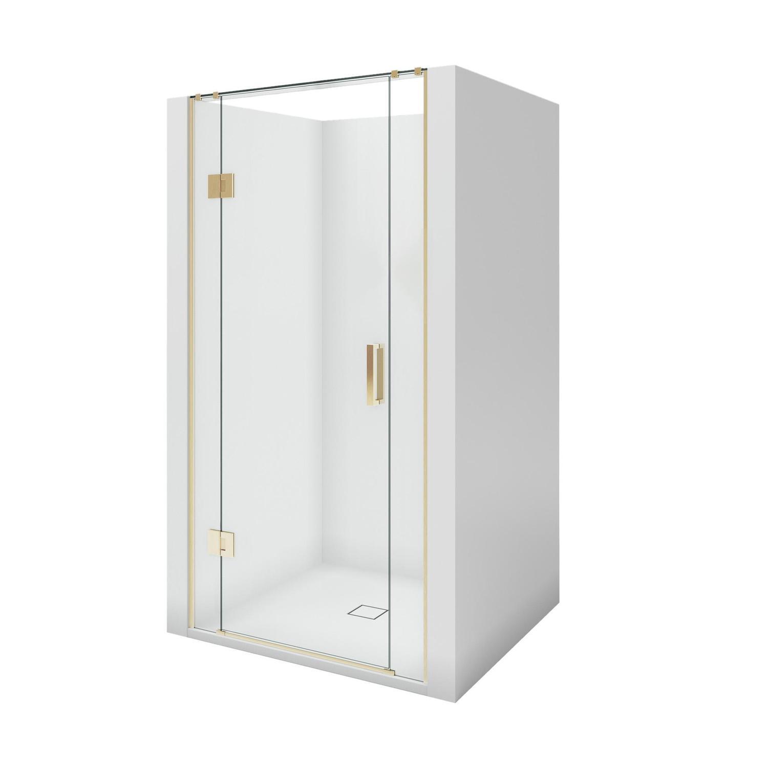 1000 x 1000mm 3-Wall White Tray, Liner and Brushed Gold Hinged Screen Package