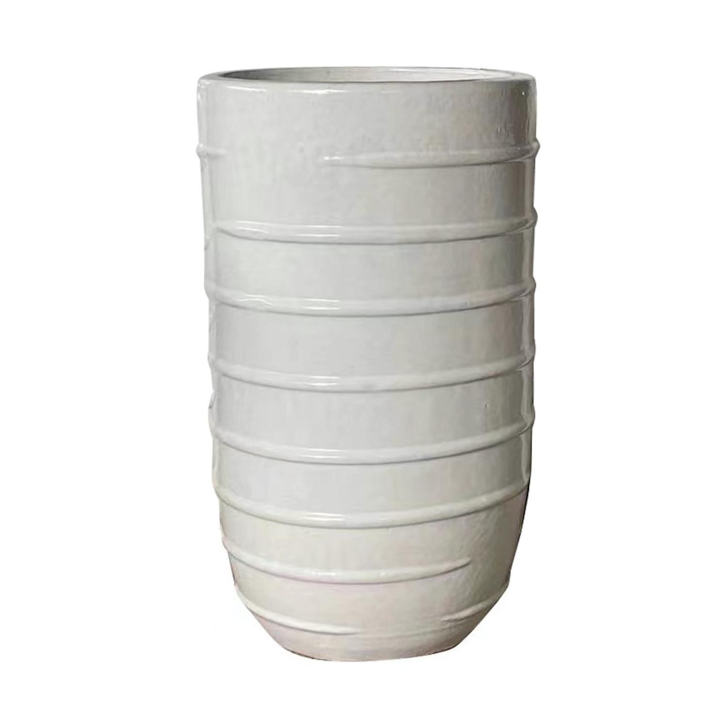 Glazed Cedar Outdoor Pot White L