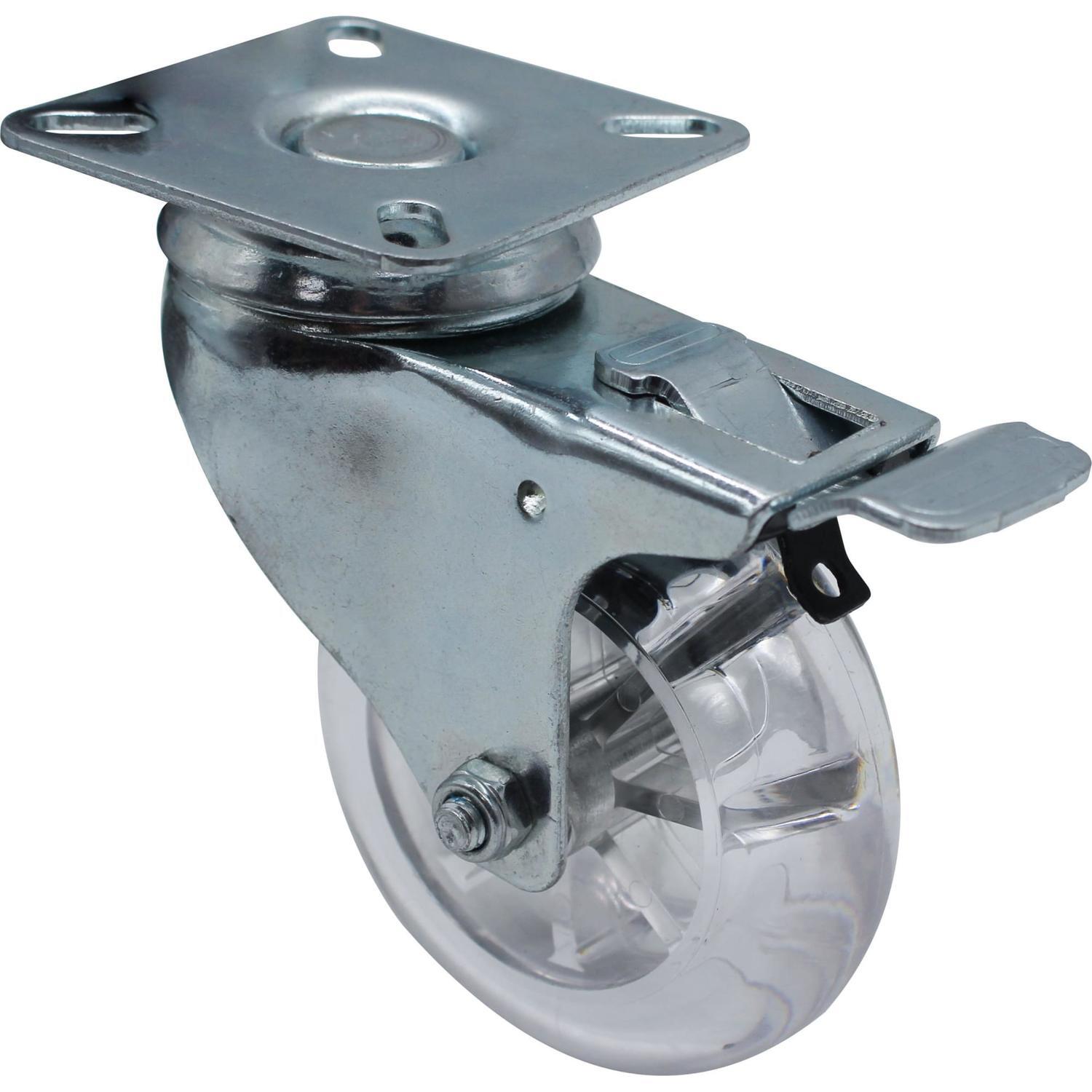 Urethane Swivel Castor with Brake 75mm Clear