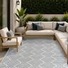 Matakana 200x280 Geometric Blue Outdoor Rug