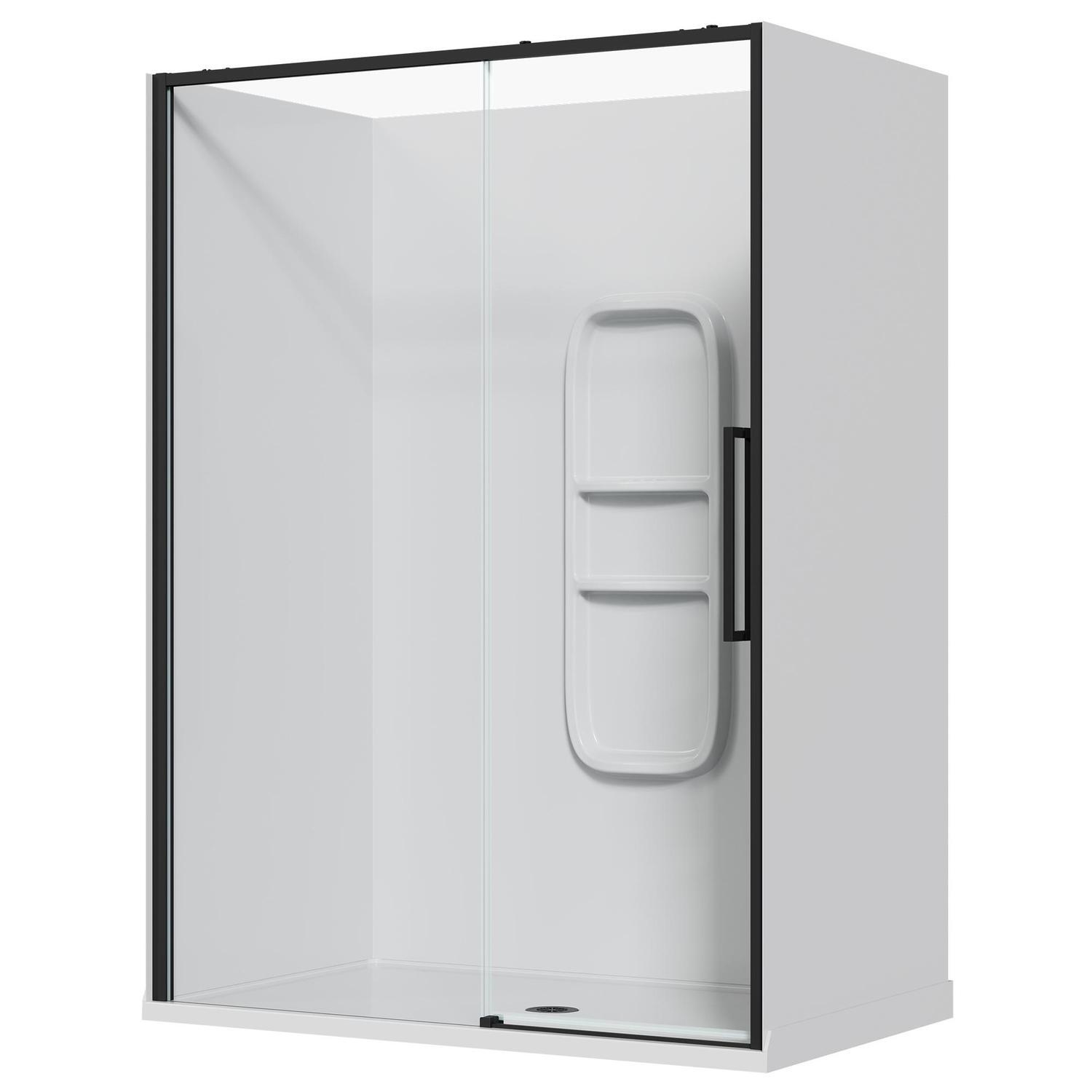 Alcove Frameless Sliding Side Mould Acrylic Shower 1500 x 915 x 2040mm Black