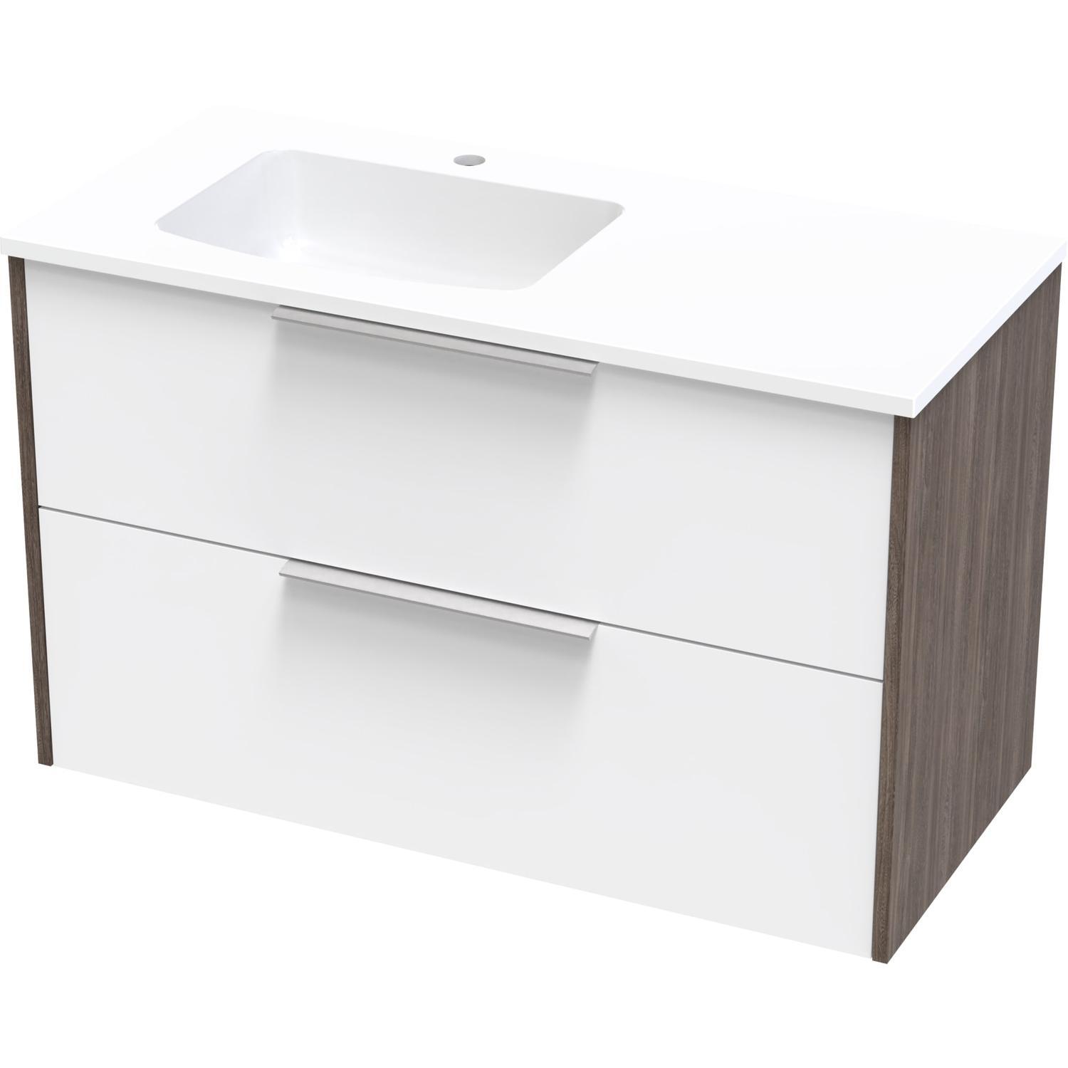 Nikau Grove 1000 Left Hand Bowl Double Drawer Wall Ultra Gloss White/Colour