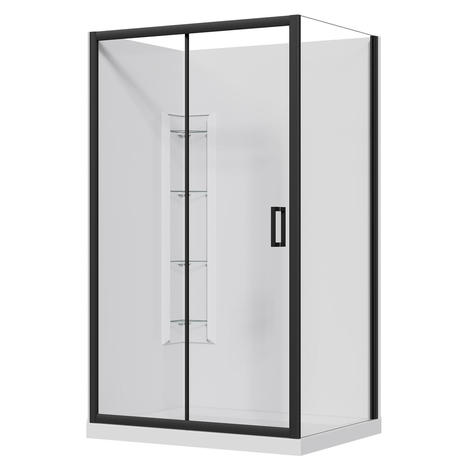 2 Sided Slider Corner Mould Acrylic Shower LH 1200 x 900 x 2015mm Black