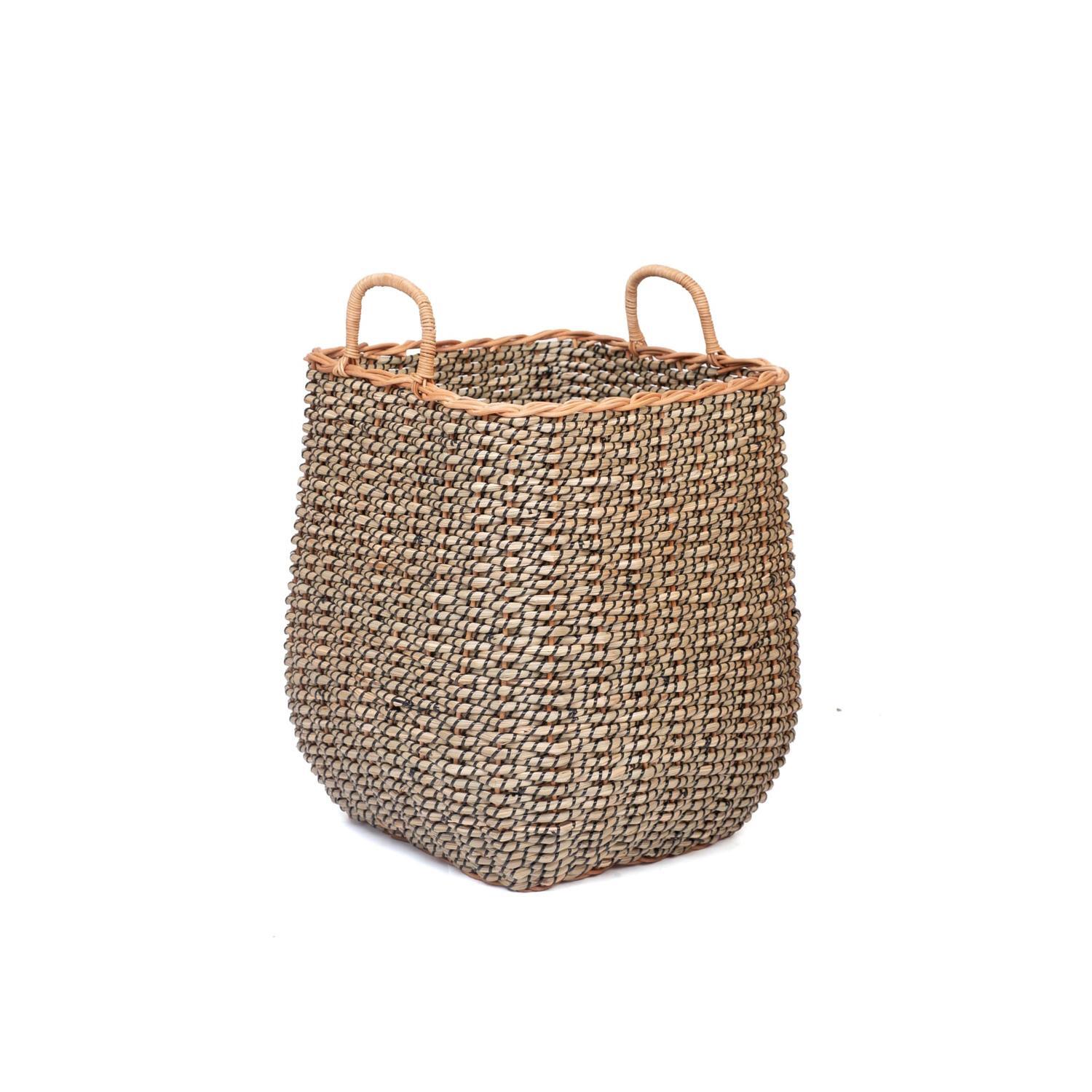 Log Basket Small H: 57cm (including handle), W: 42cm, D: 42cm Seagrass