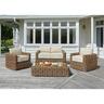 Catalonia Outdoor Wicker Lounge Setting 4 Piece with  Coffee Table