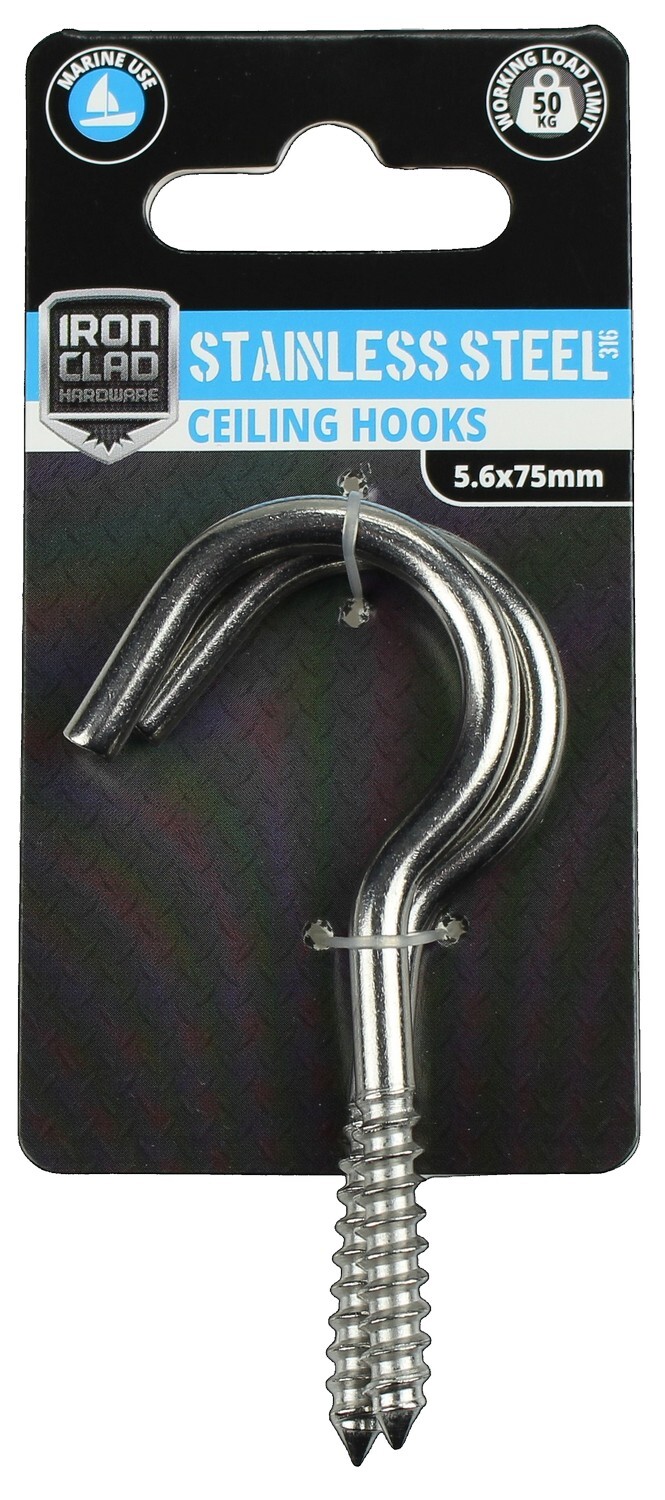 Ceiling Hooks 4.8x75mm Stainless Steel 316