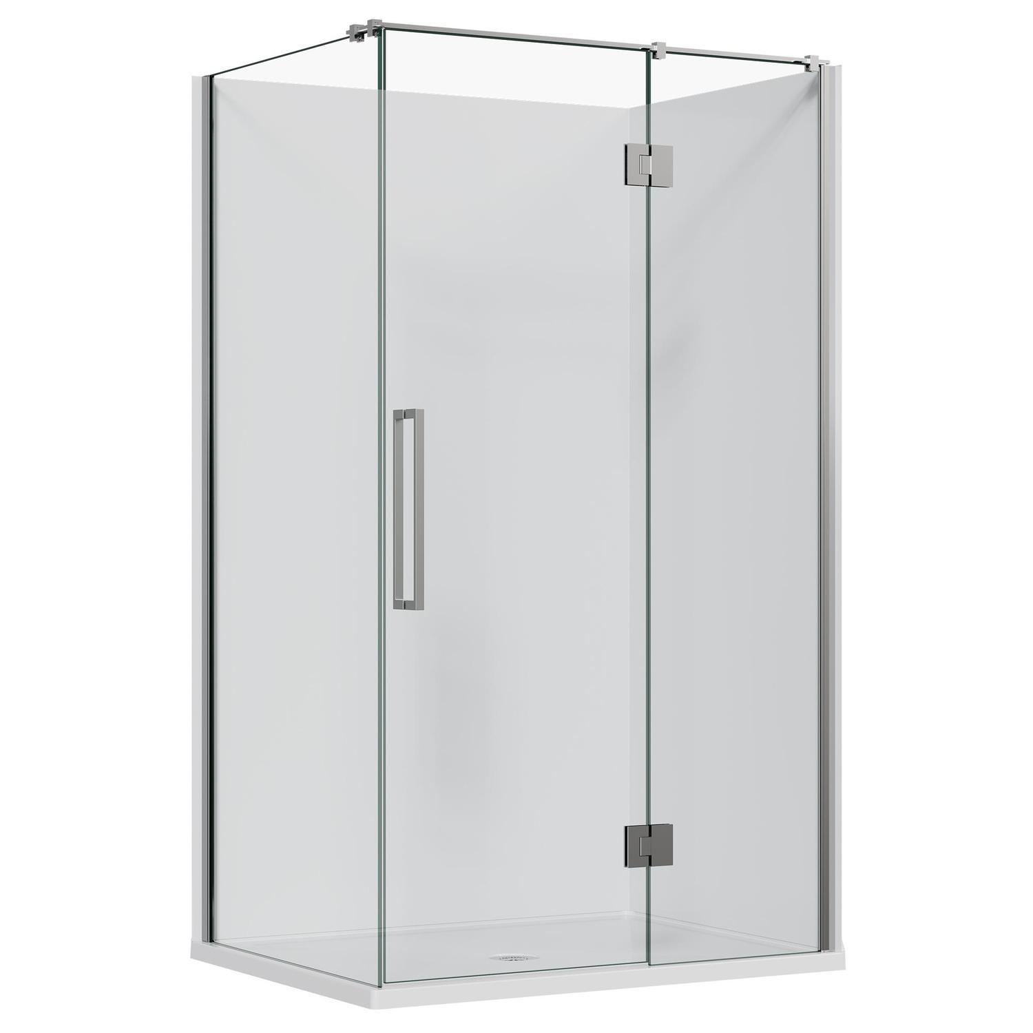 2 Sided Frameless Hinged Flat Wall Acrylic Shower RH 1200 x 915 x 1990mm Chrome
