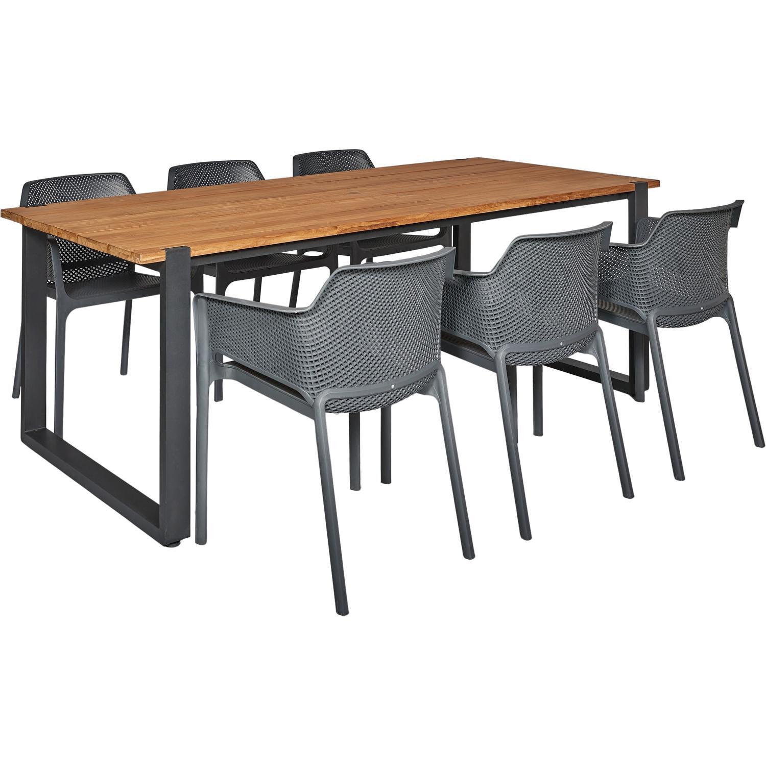 Round Outdoor Dining Setting With Vivid Chairs 7 Piece