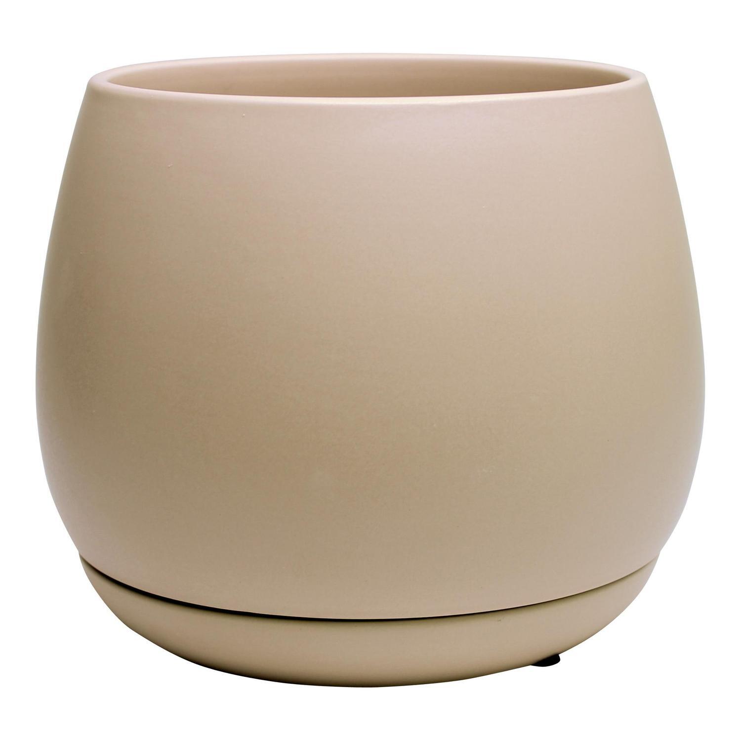Indoor Addie Pot and Saucer 16cm Taupe