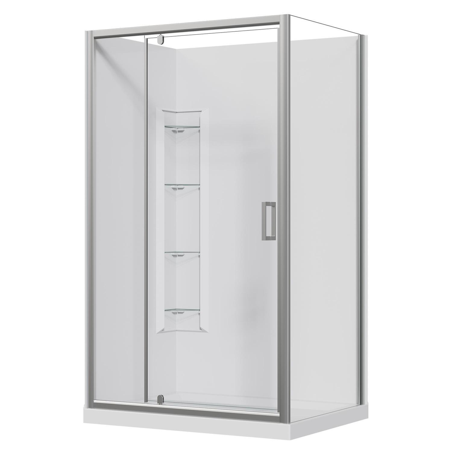 2 Sided Corner Mould Acrylic Shower LH 1200 x 900 x 2015mm Chrome