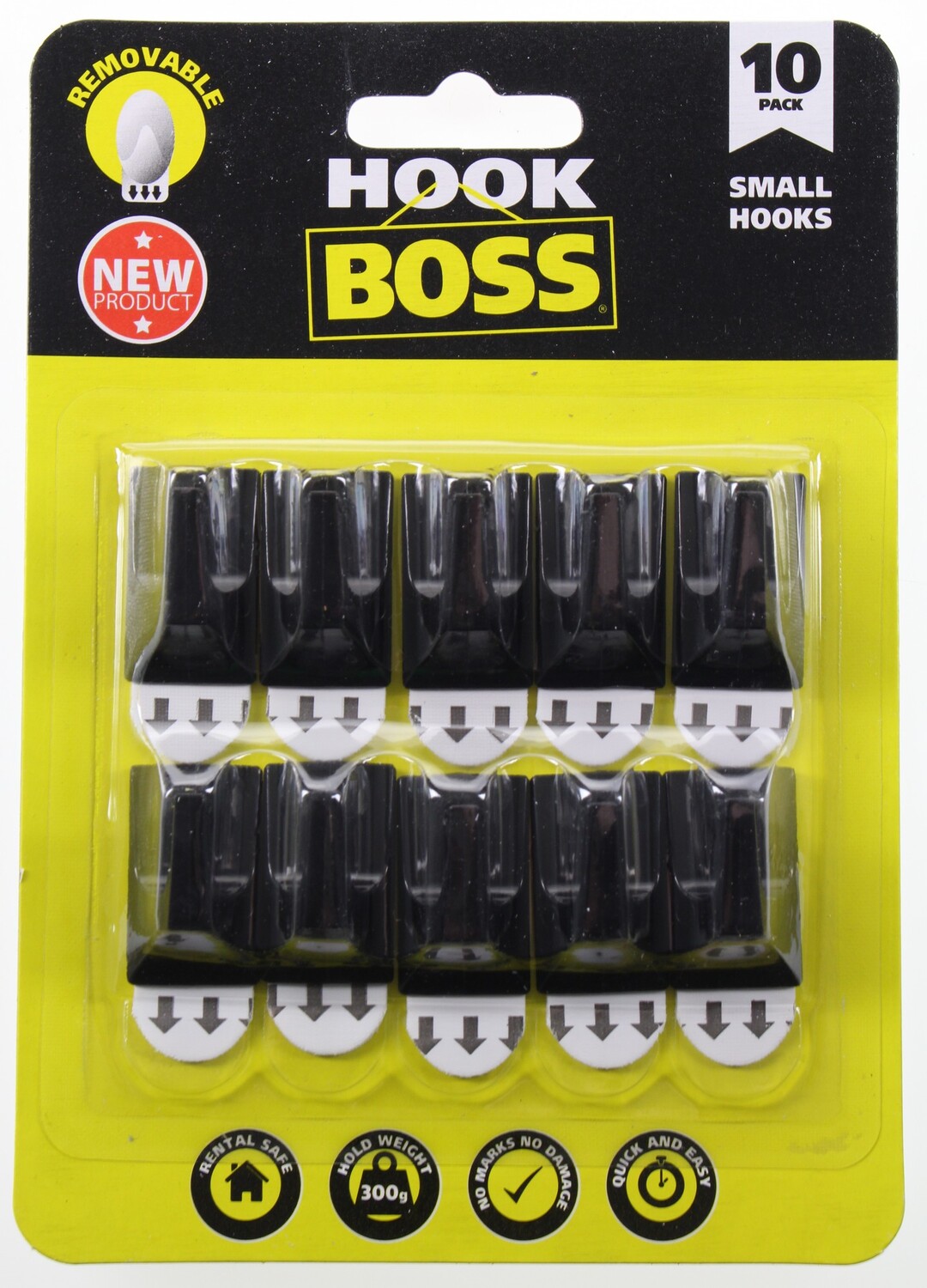 Removable Hook 10 Pack Black