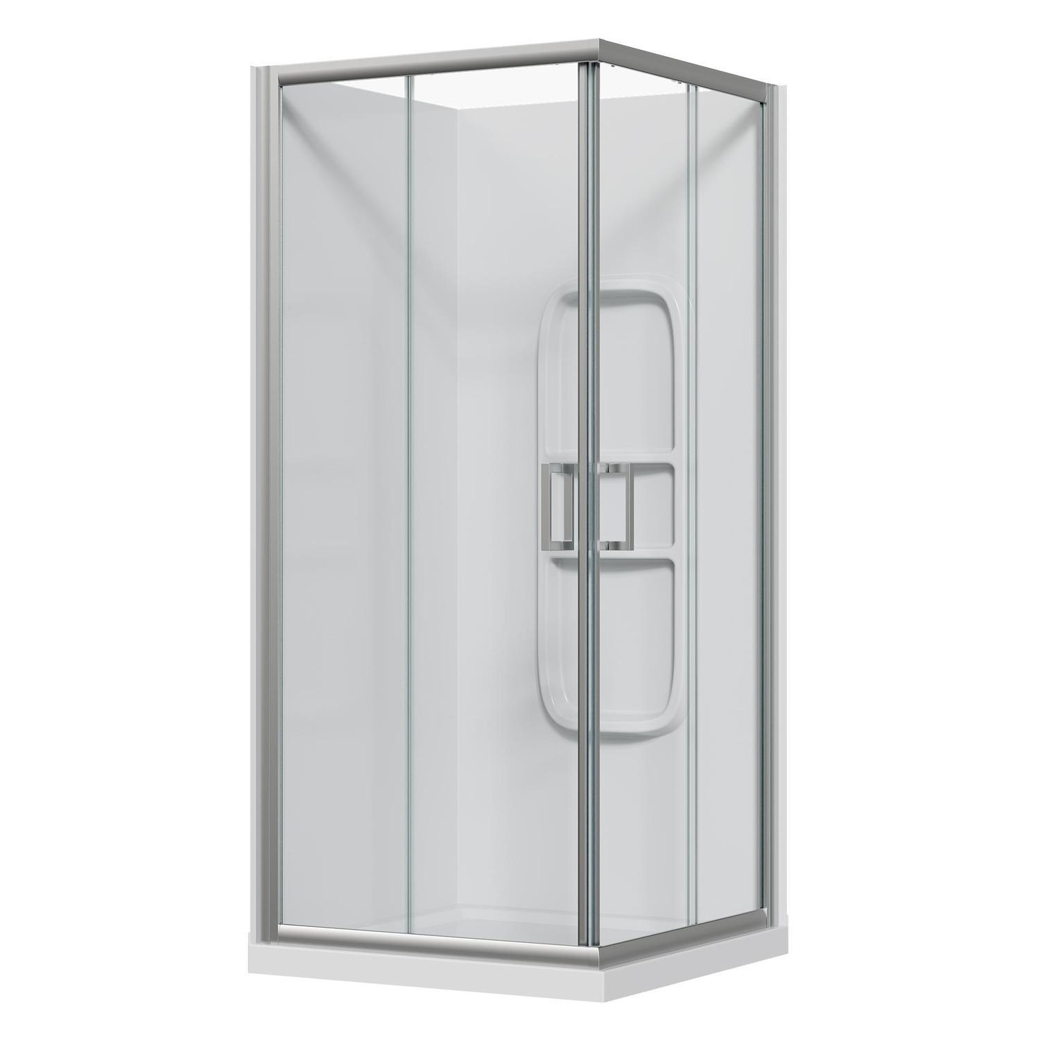 2 Sided Slider Side Mould Acrylic Shower 900 x 900 x 2015mm Chrome