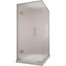 Shower with reeded glass and tile over base