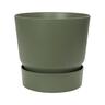 Plastic Pot with Saucer Green 20cm