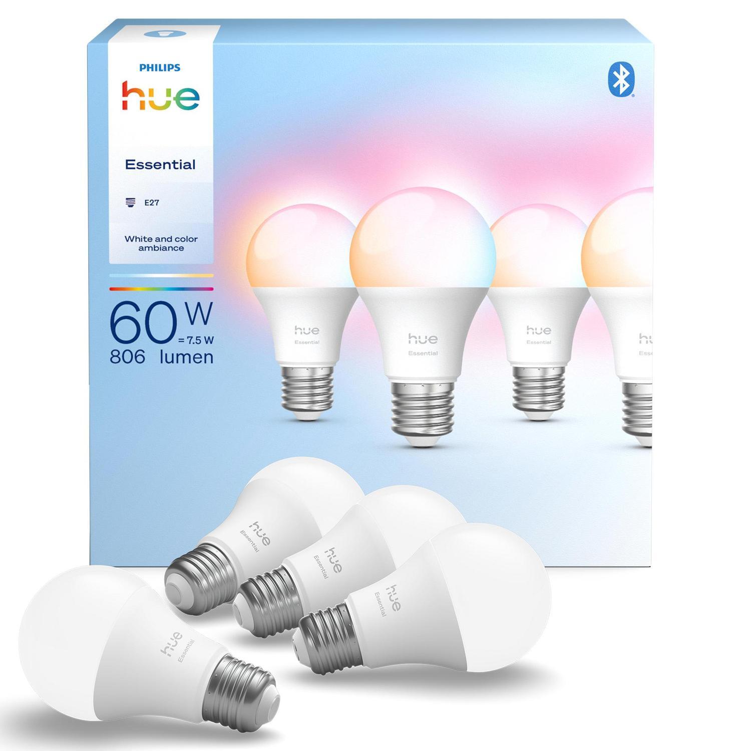 Essential E27 806 lumens 4 Pack 7.5 Watts Colour